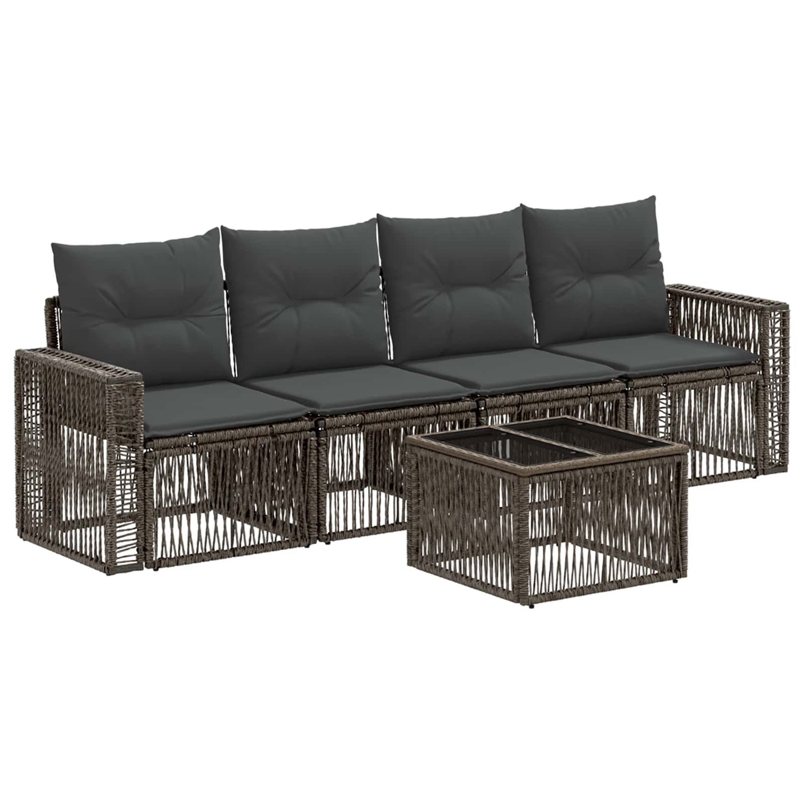 Gartensofa-set 5 stk. Grau und Dunkelgrau Poly-Rattan