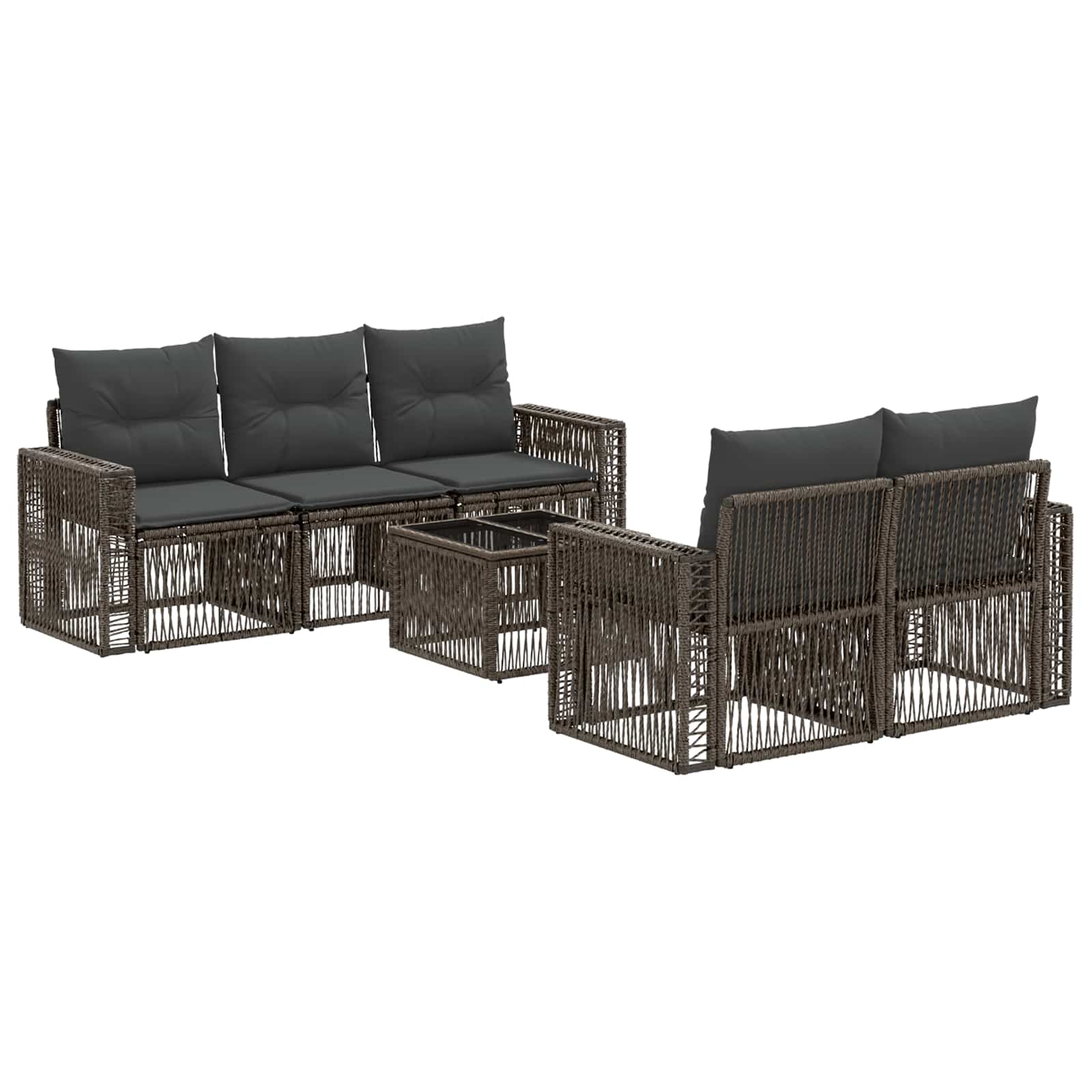 Gartensofa-set 6 stk. Grau Poly-Rattan