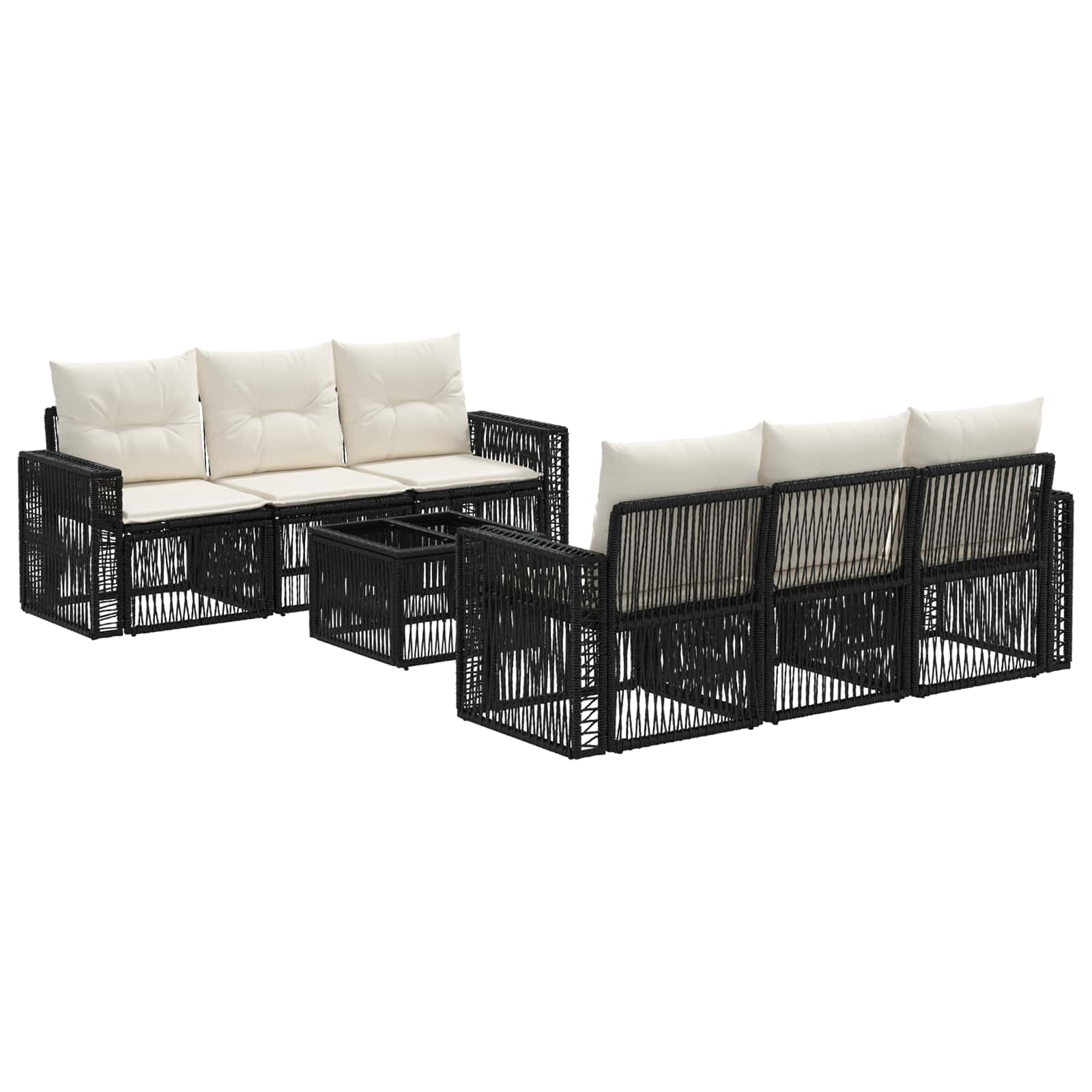 Gartensofa-set 7 stk. Schwarz Poly-Rattan