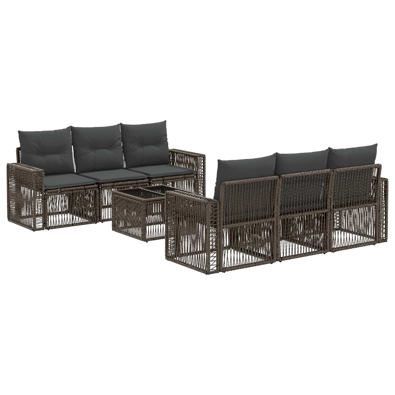 Gartensofa-set 7 stk. Grau Poly-Rattan