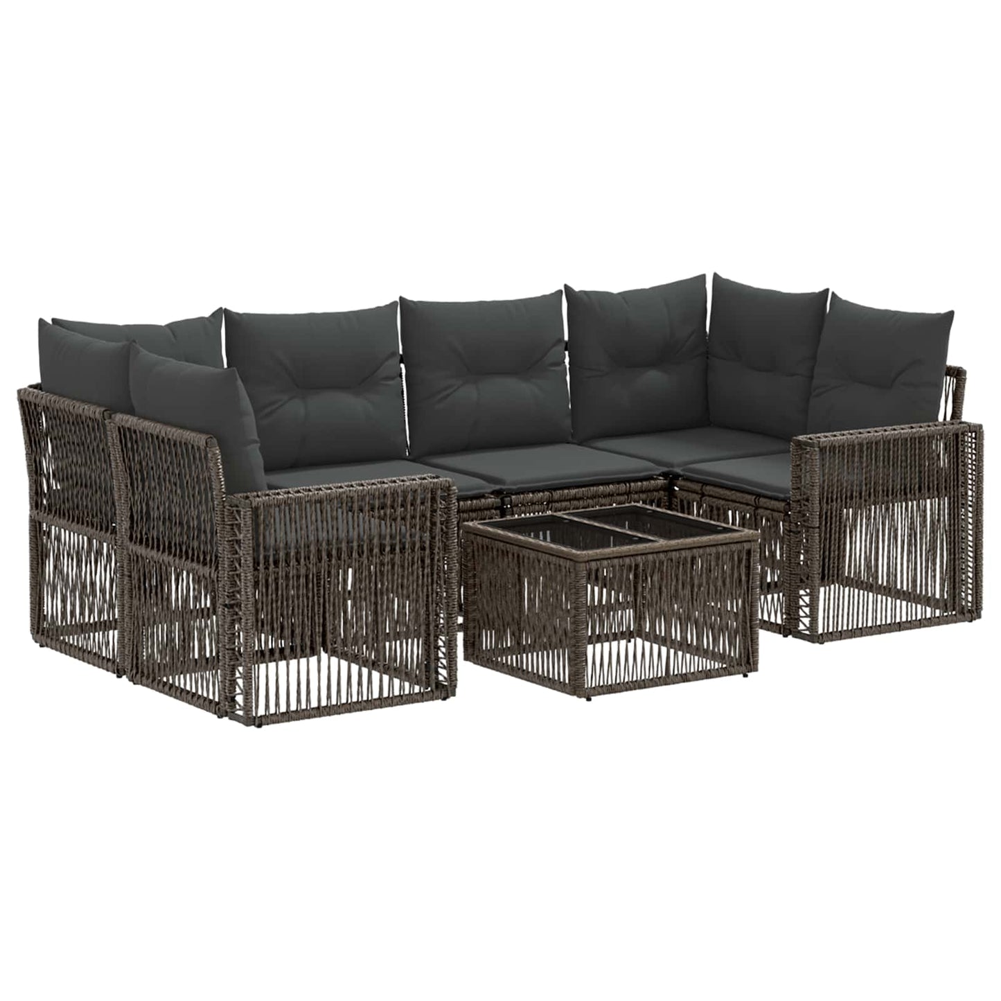 Gartensofa-set 7 stk. Grau Poly-Rattan