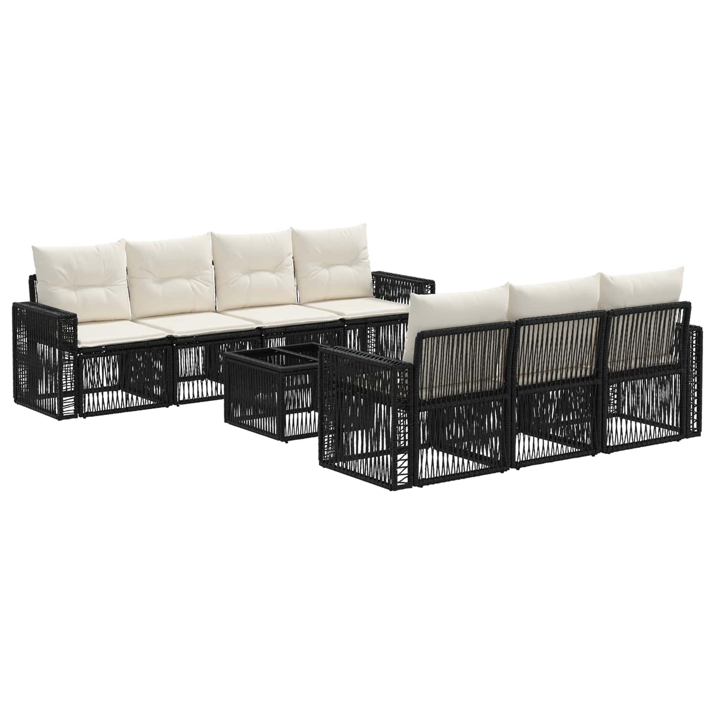 Gartensofa-set 8 stk. Schwarz Poly-Rattan