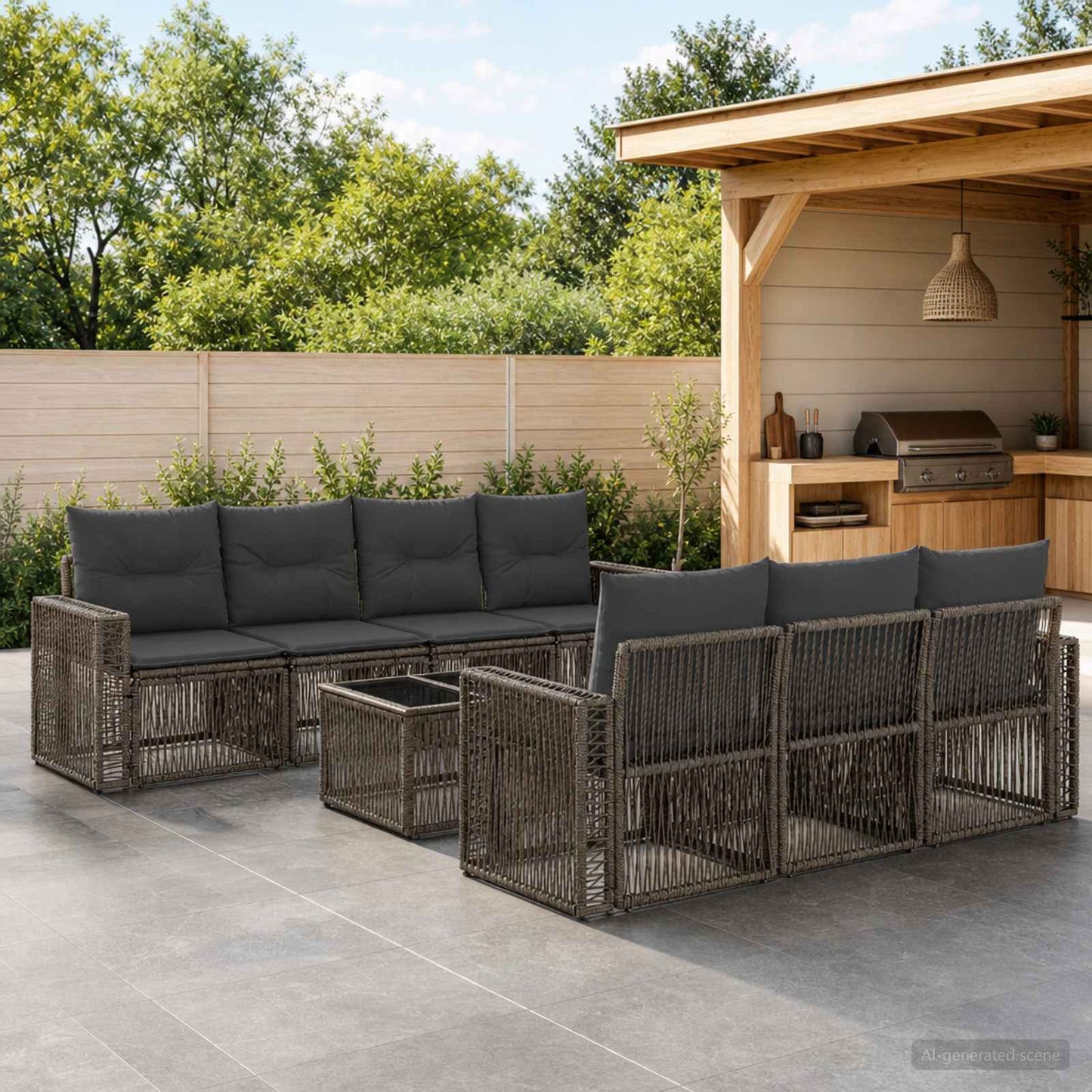 Gartensofa-set 8 stk. Grau Poly-Rattan