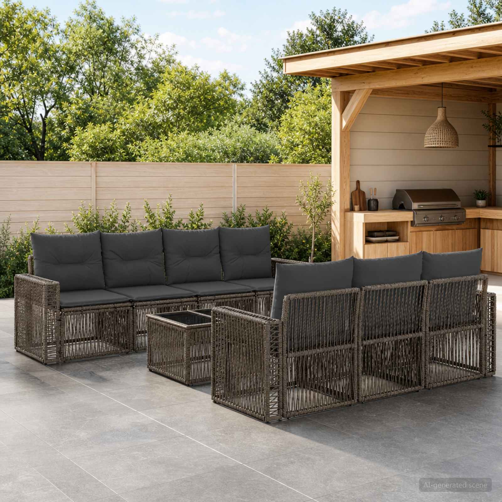Gartensofa-set 8 stk. Grau Poly-Rattan