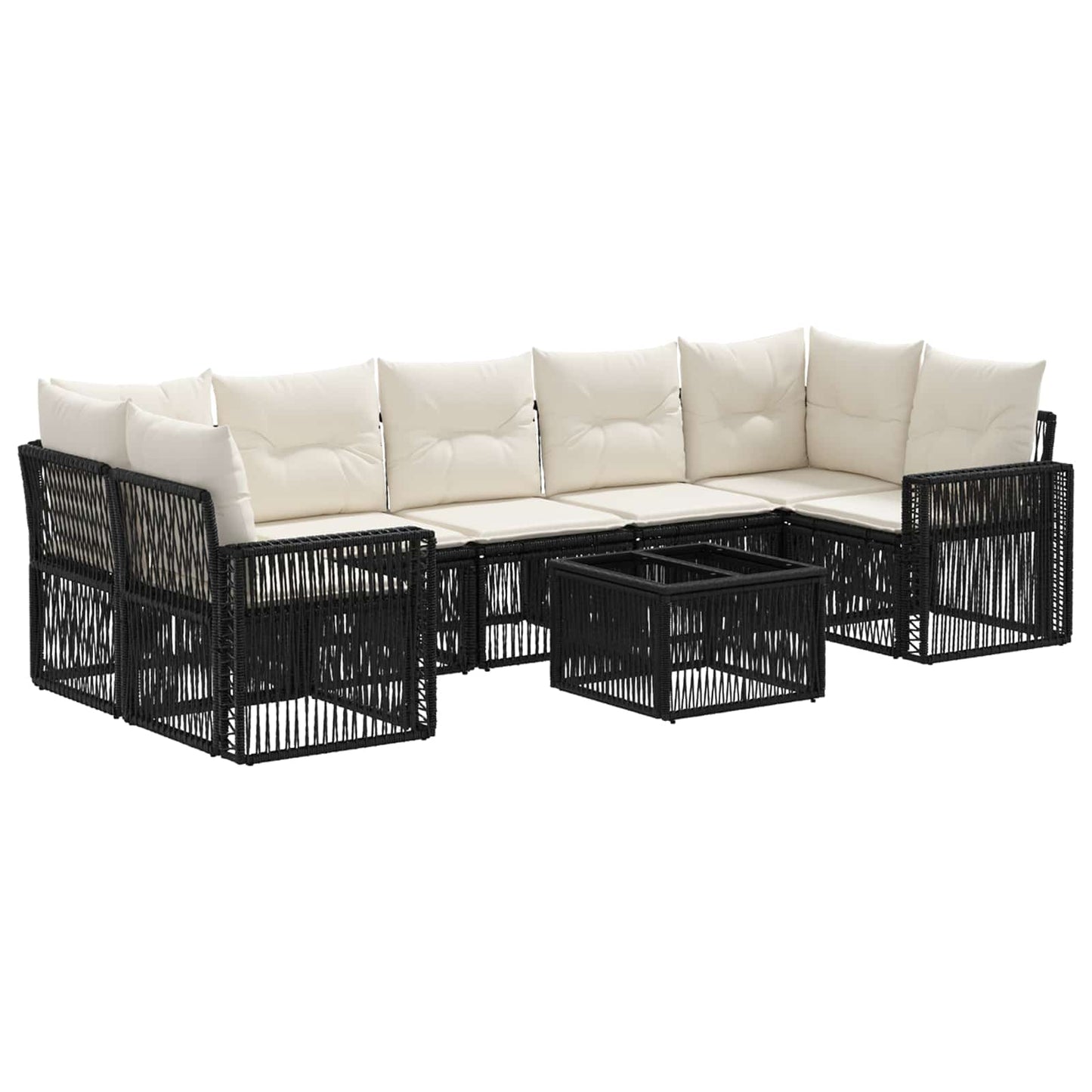 Gartensofa-set 8 stk. Schwarz Poly-Rattan