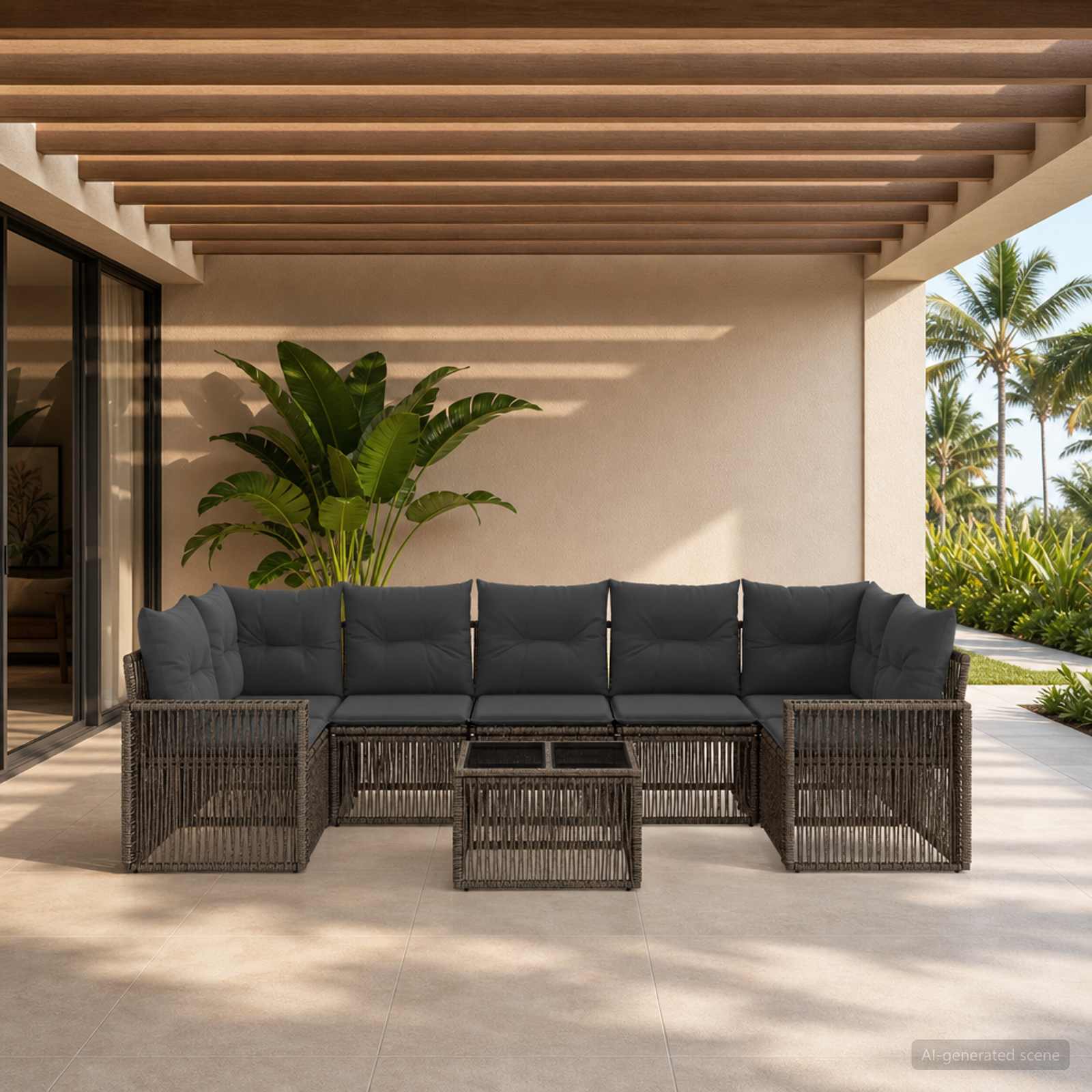 Gartensofa-set 8 stk. Grau Poly-Rattan
