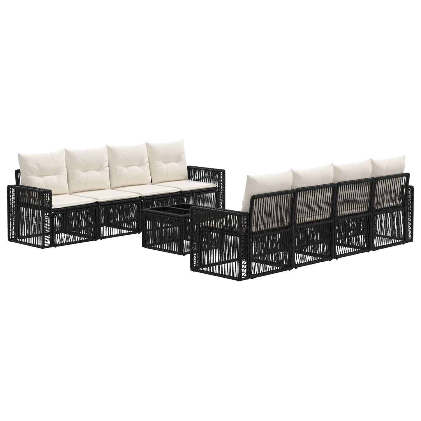 Gartensofa-set 9 stk. Schwarz Poly-Rattan