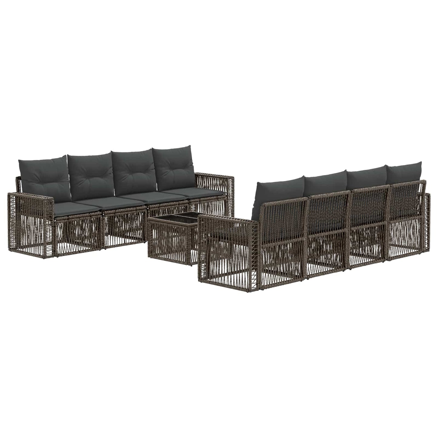 Gartensofa-set 9 stk. Grau Poly-Rattan