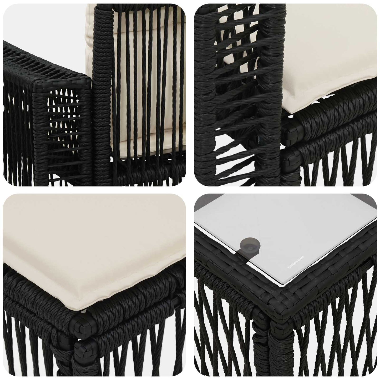 Gartensofa-set 9 stk. Schwarz Poly-Rattan
