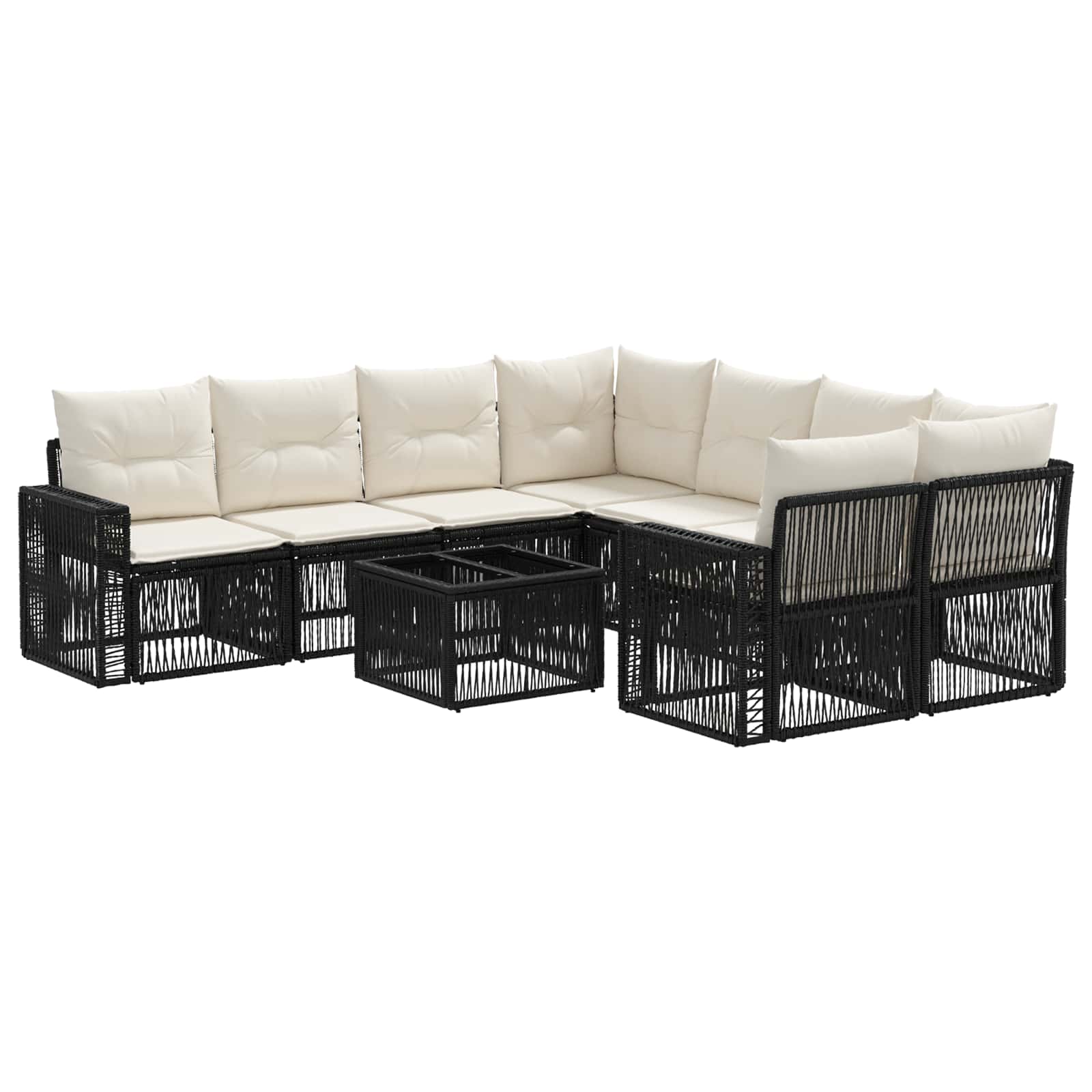 Gartensofa-set 9 stk. Schwarz Poly-Rattan