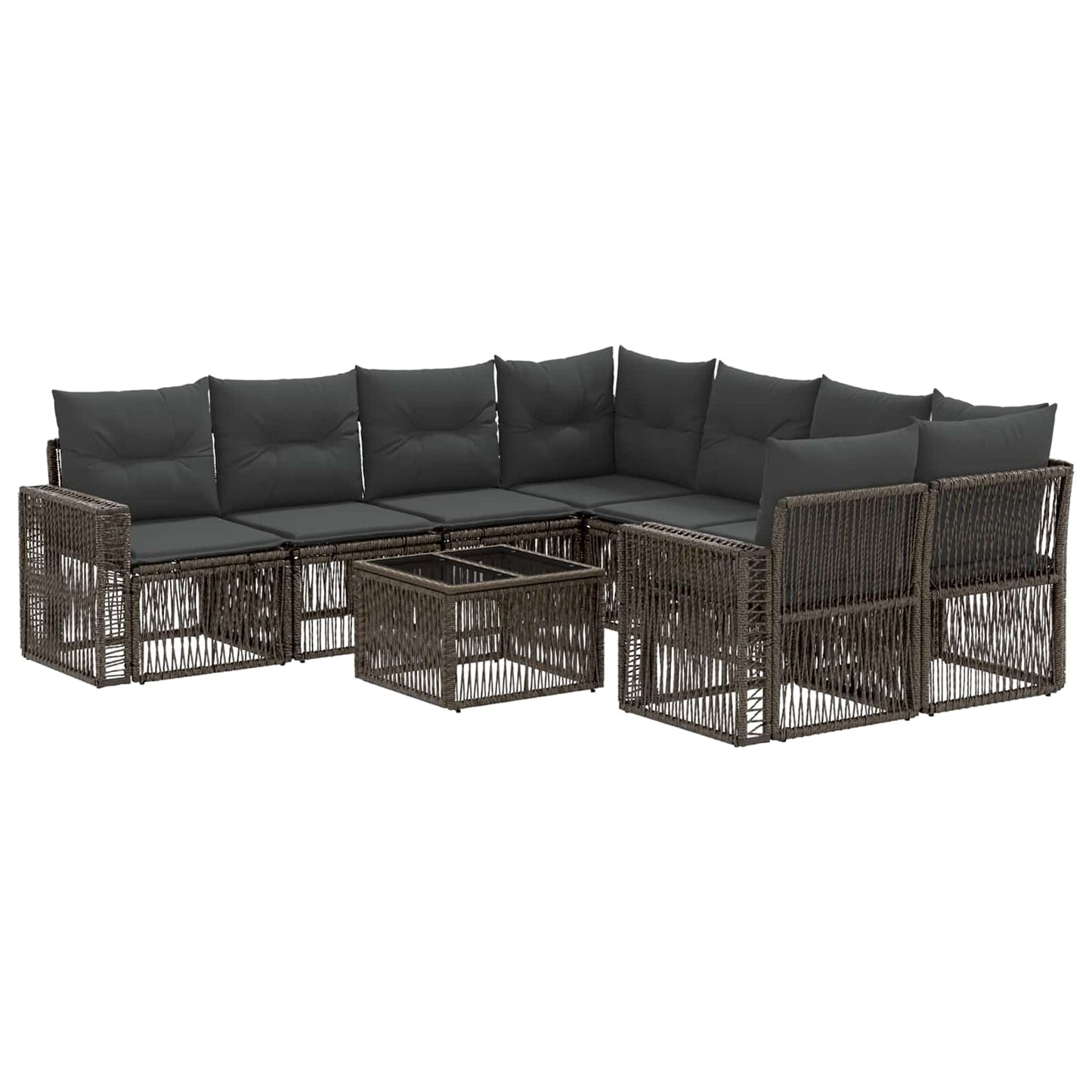 Gartensofa-set 9 stk. Grau Poly-Rattan
