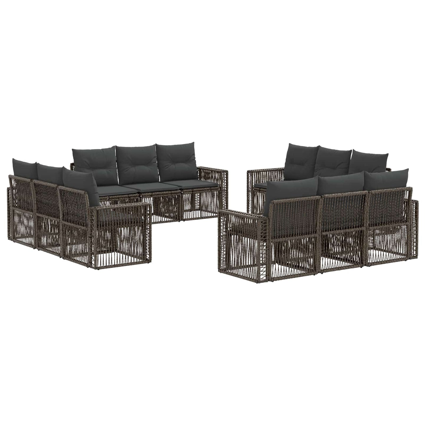 Gartensofa-set 12 pcs Grau und Dunkelgrau Poly-Rattan