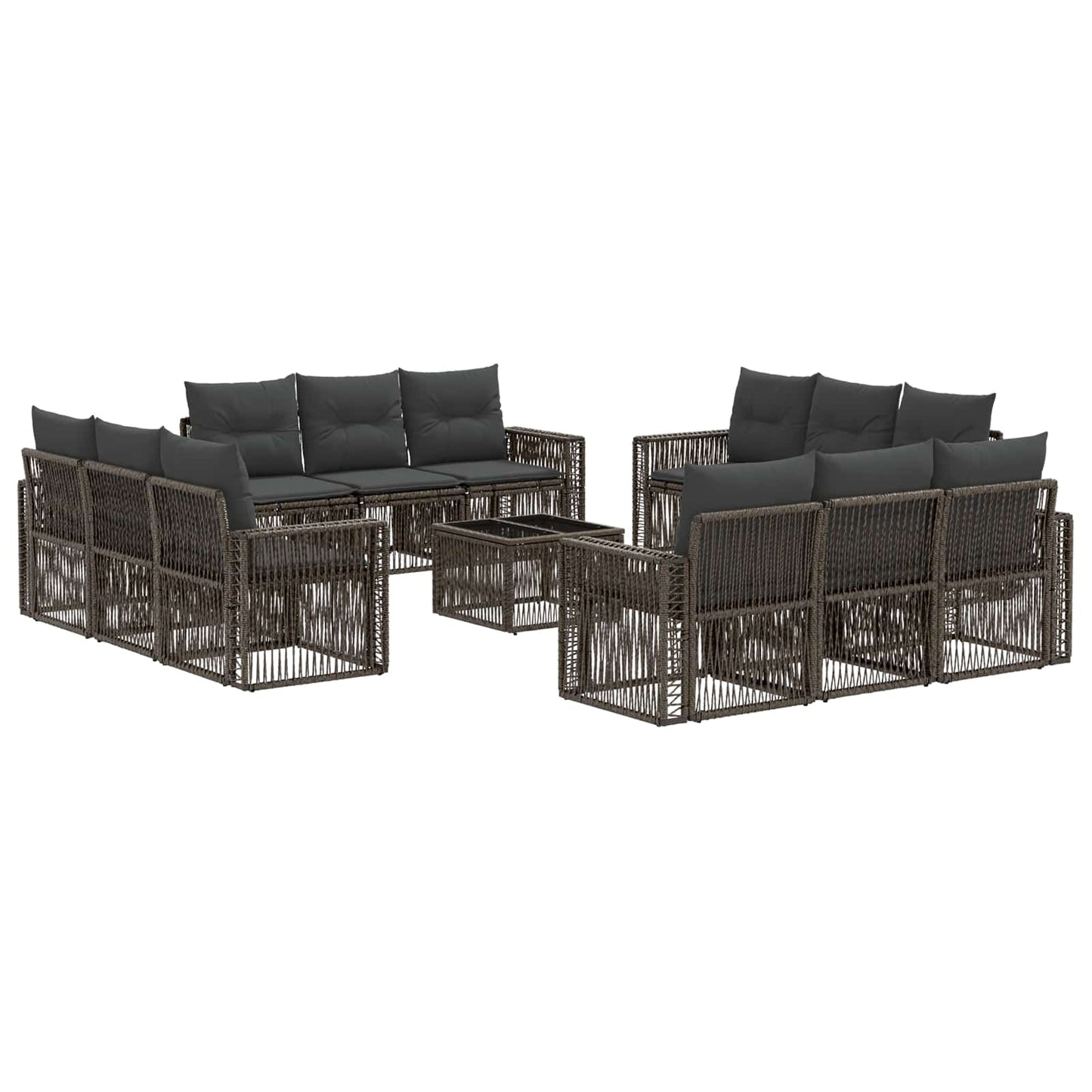 Gartensofa-set 13 stk. Grau und Dunkelgrau Poly-Rattan