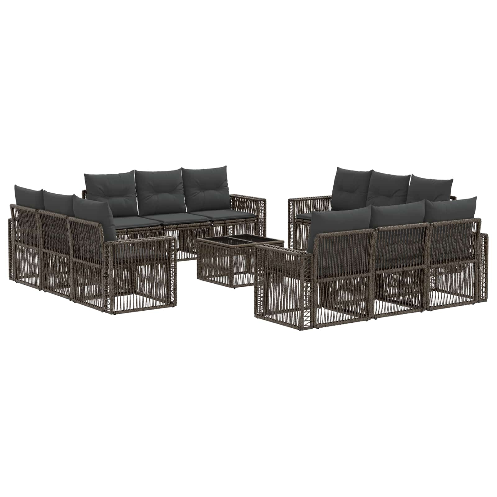 Gartensofa-set 13 stk. Grau und Dunkelgrau Poly-Rattan
