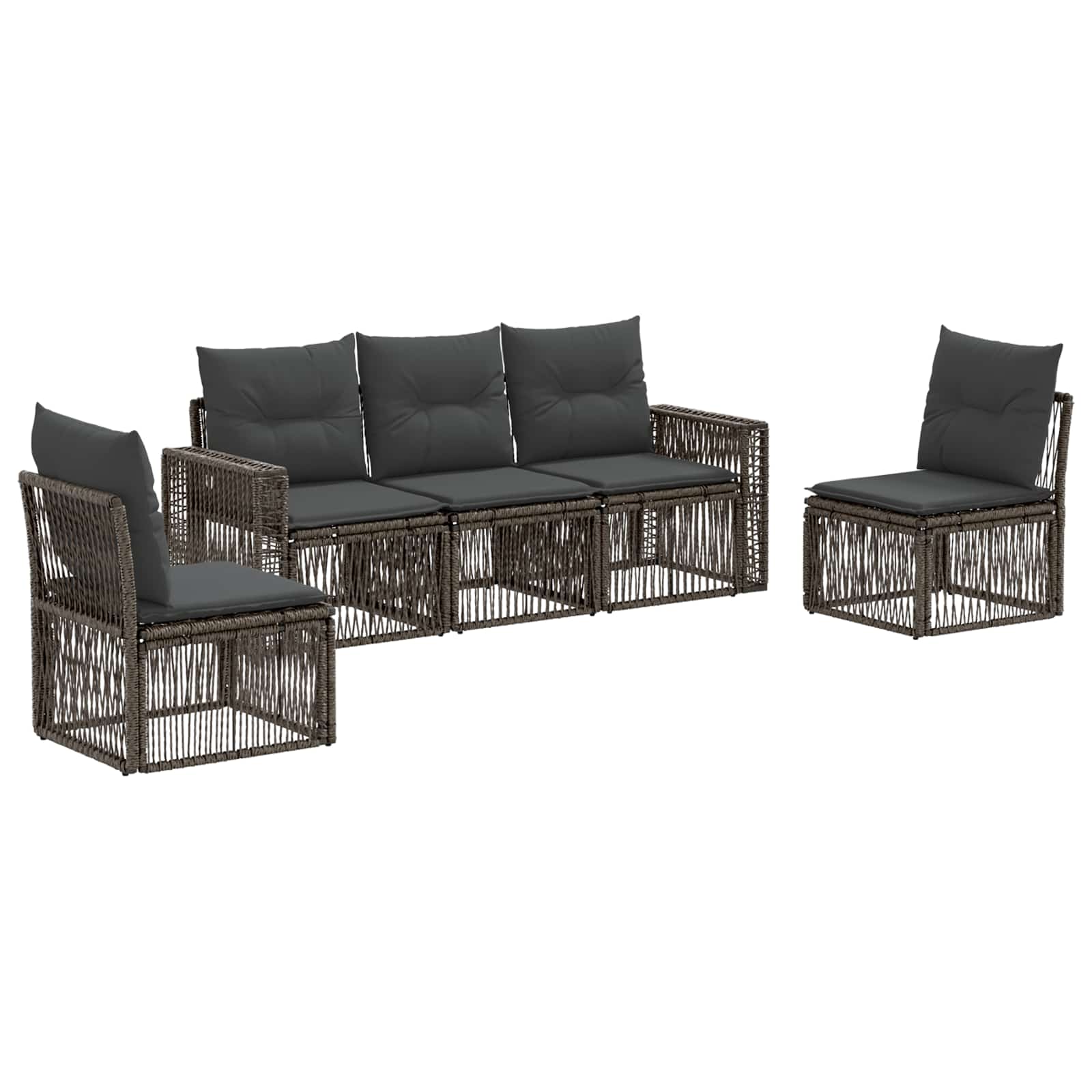 Gartensofa-set 5 pcs Grau und Dunkelgrau Poly-Rattan