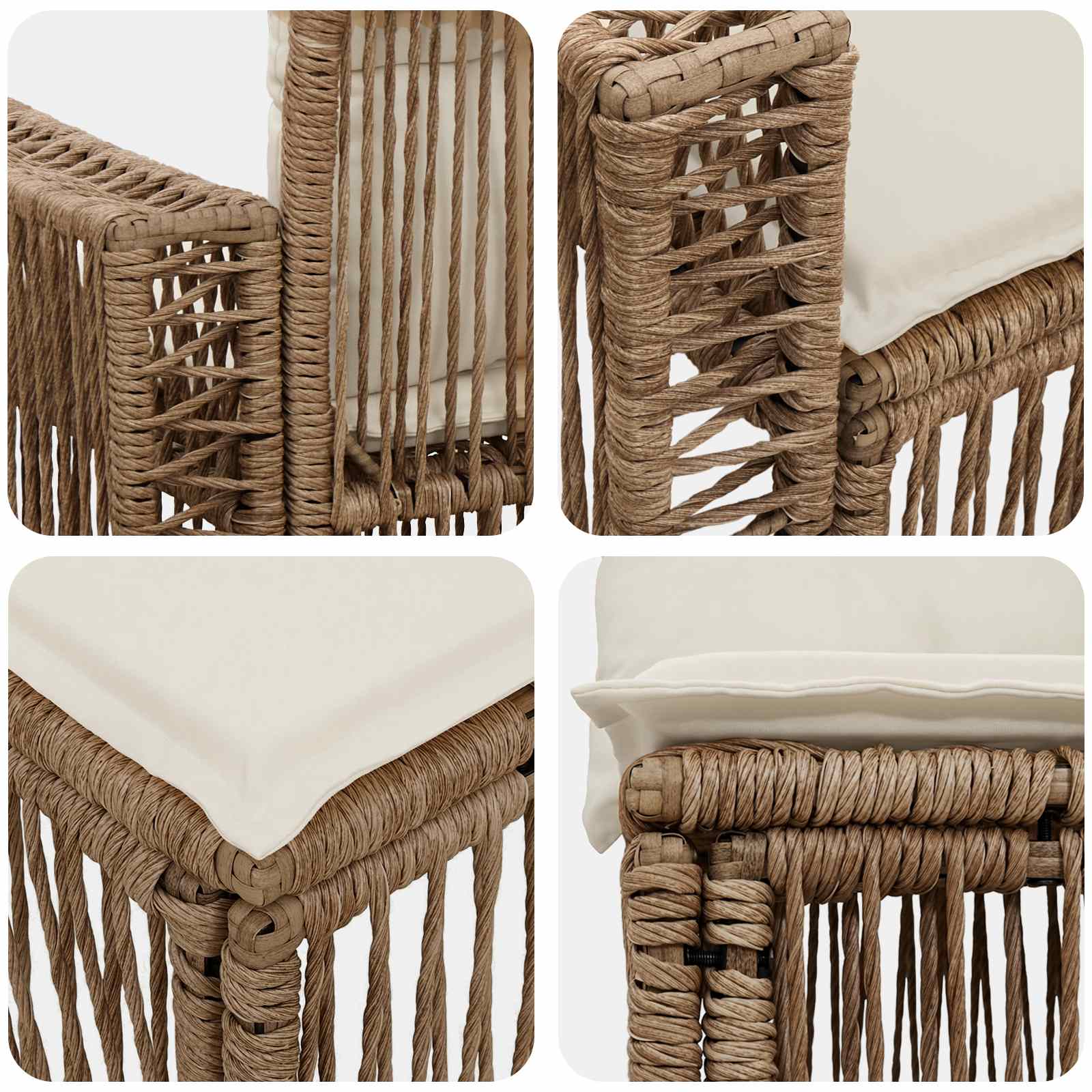 Gartensofa-set 5 stk. Beige und Cremeweiß Poly-Rattan