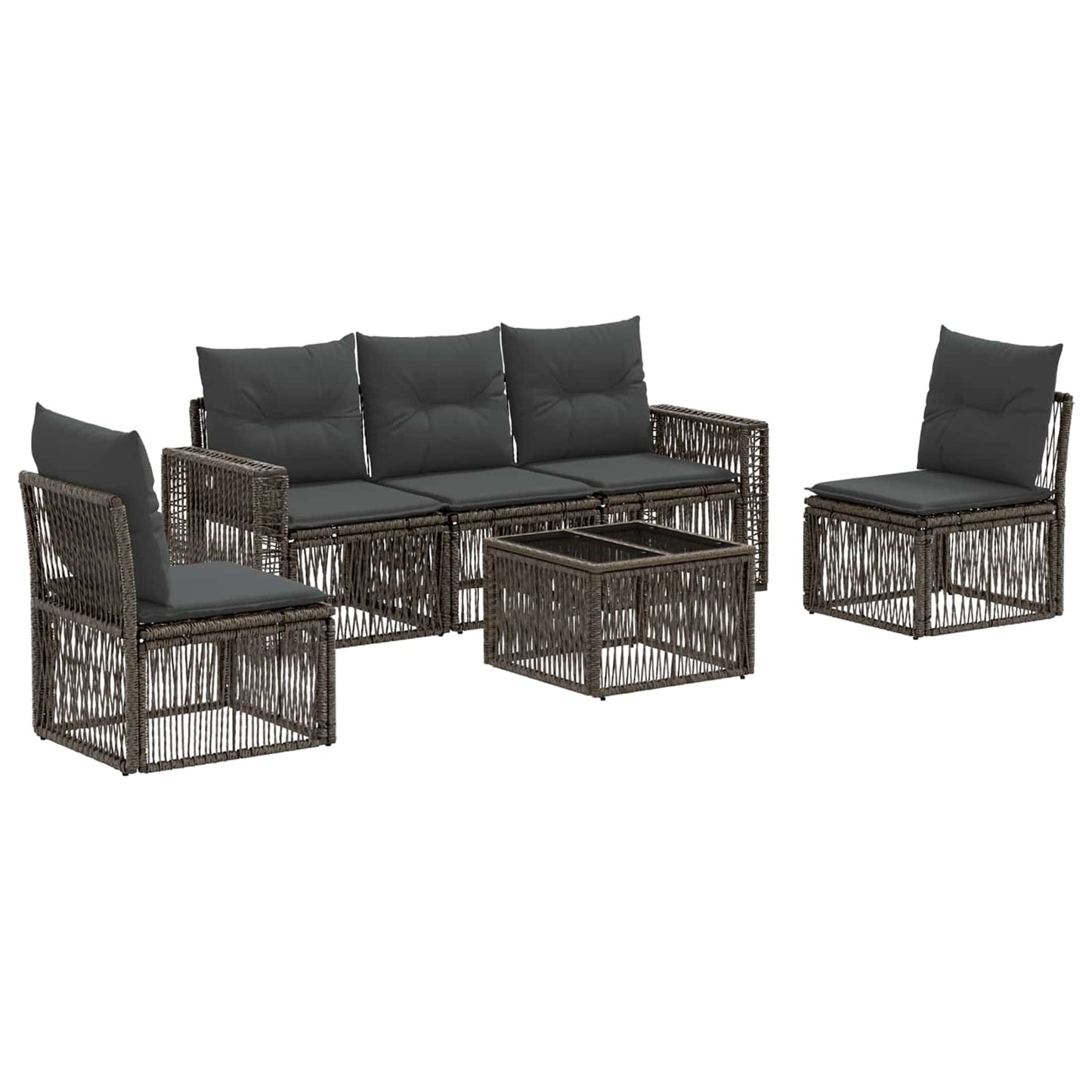 Gartensofa-set 6 stk. Grau und Dunkelgrau Poly-Rattan