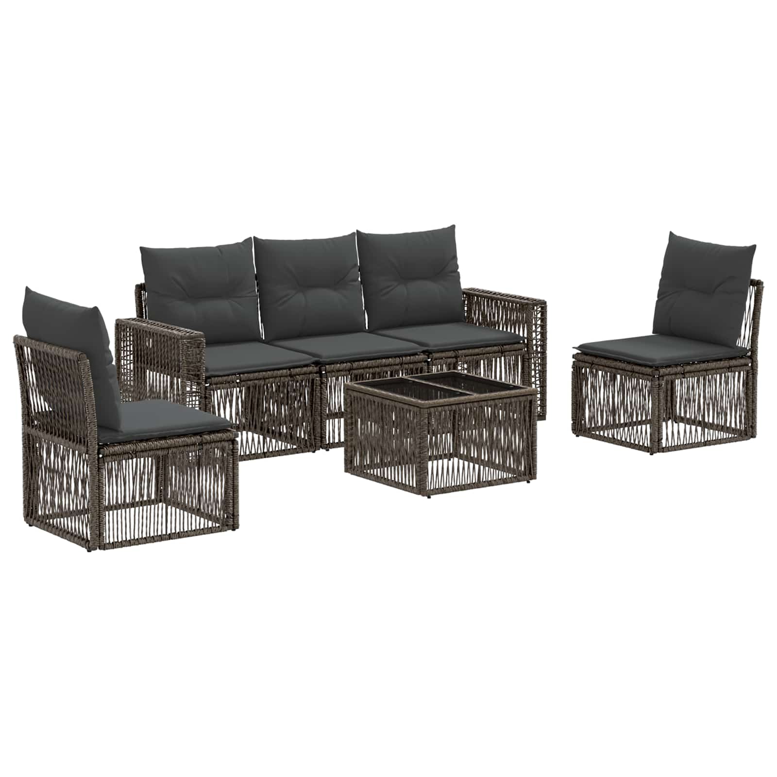 Gartensofa-set 6 stk. Grau und Dunkelgrau Poly-Rattan