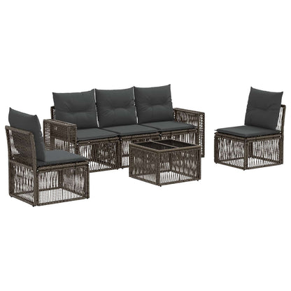 Gartensofa-set 6 stk. Grau und Dunkelgrau Poly-Rattan