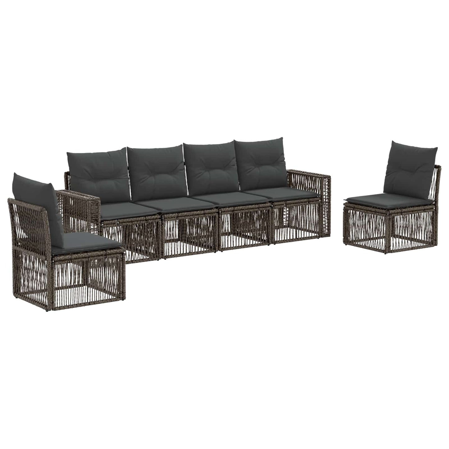 Gartensofa-set 6 pcs Grau und Dunkelgrau Poly-Rattan