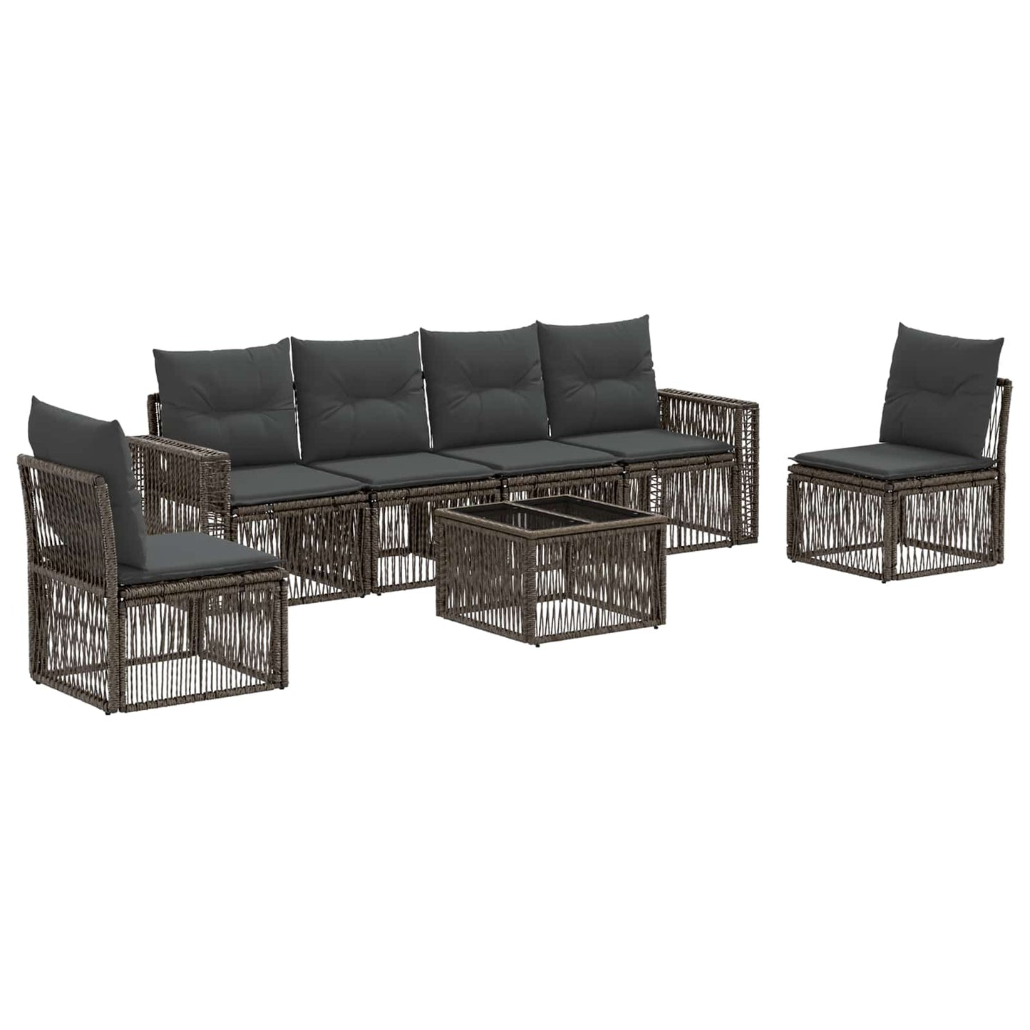 Gartensofa-set 7 stk. Grau und Dunkelgrau Poly-Rattan
