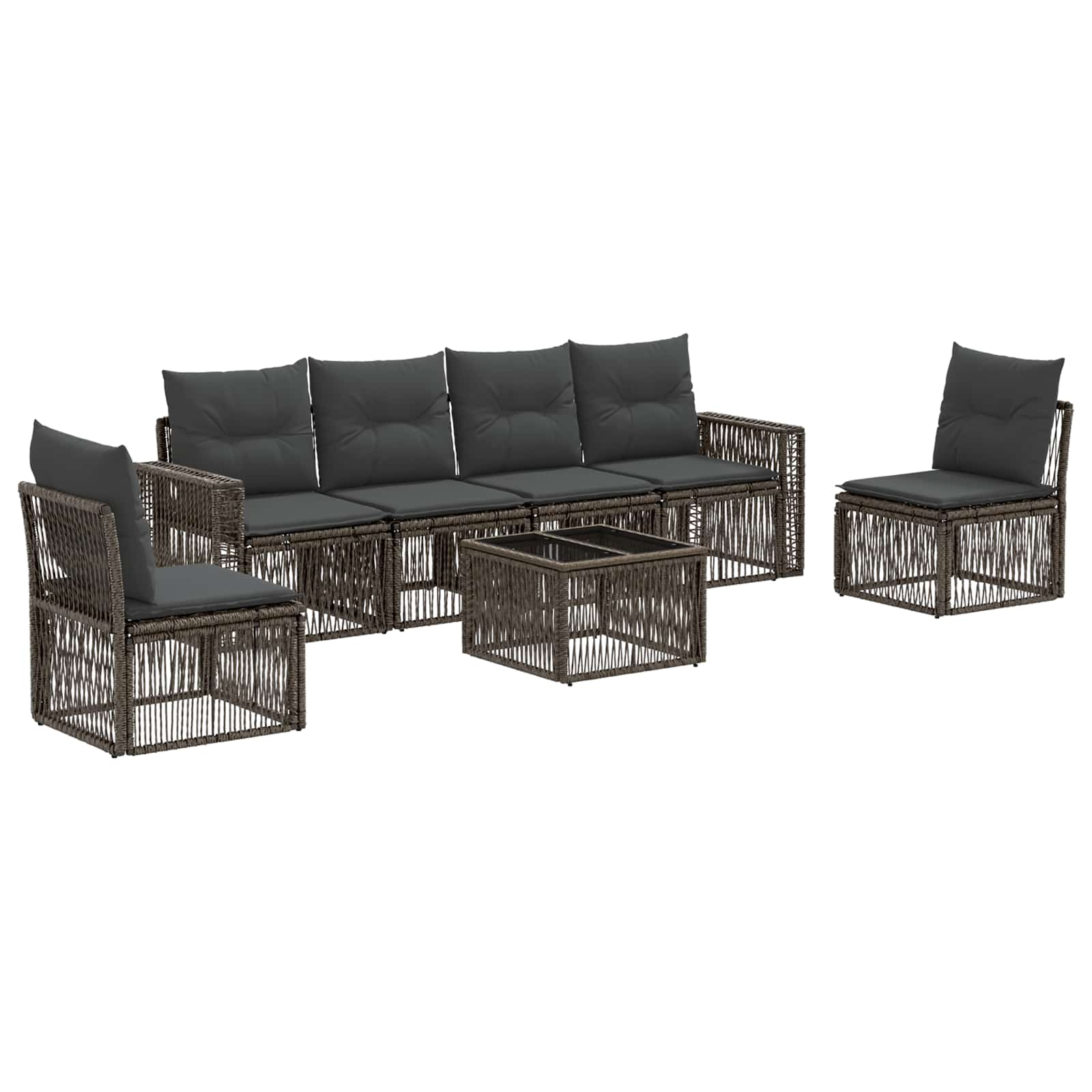 Gartensofa-set 7 stk. Grau und Dunkelgrau Poly-Rattan