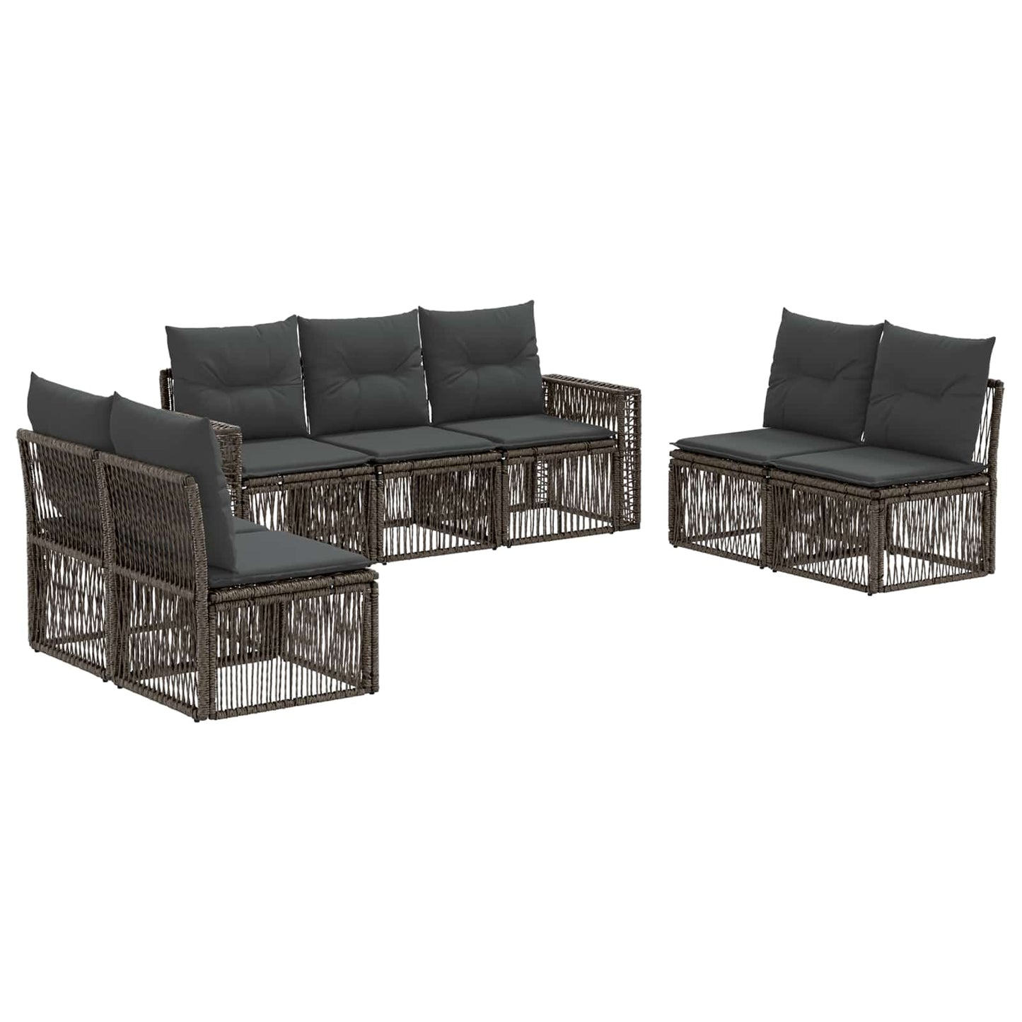 Gartensofa-set 7 pcs Grau und Dunkelgrau Poly-Rattan
