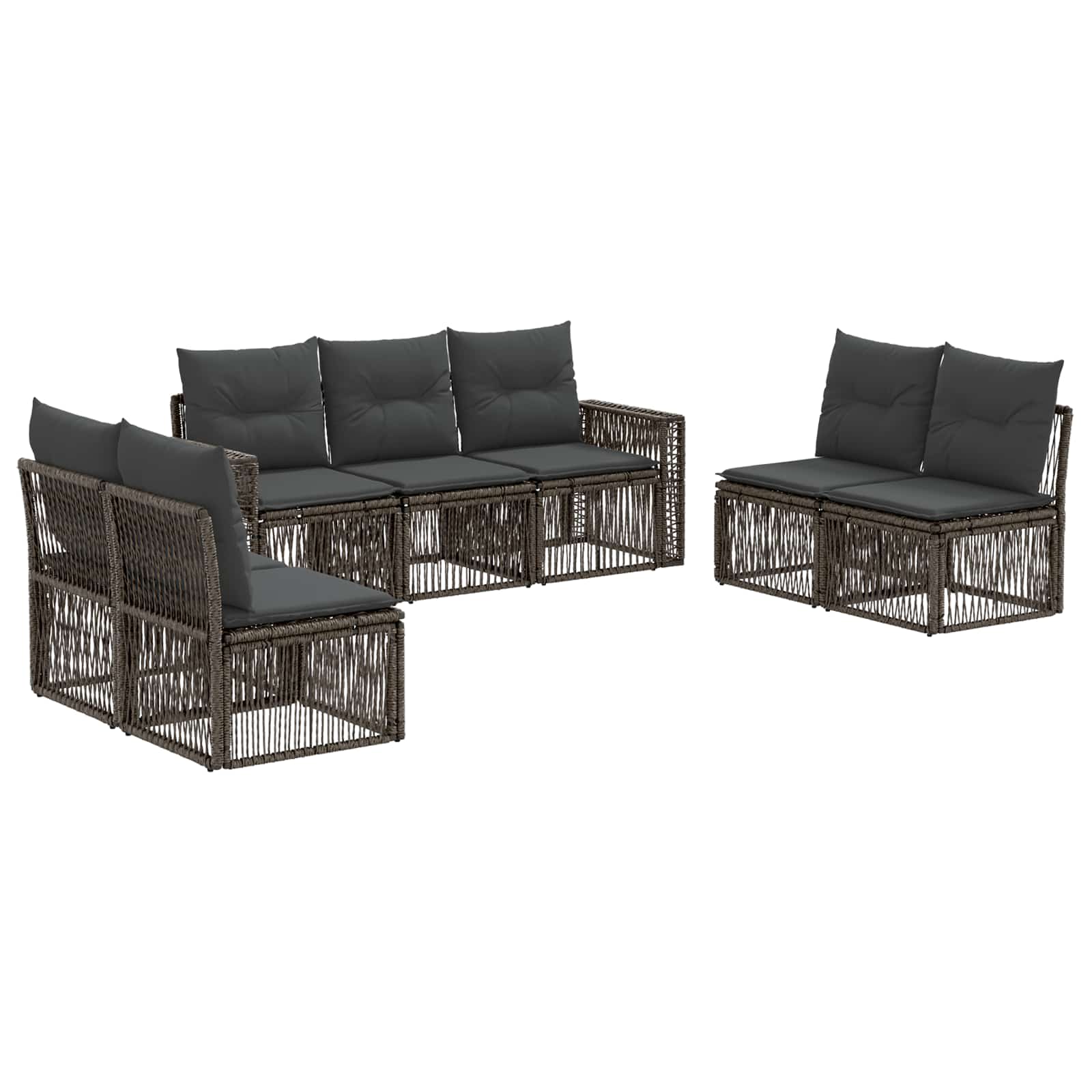 Gartensofa-set 7 pcs Grau und Dunkelgrau Poly-Rattan