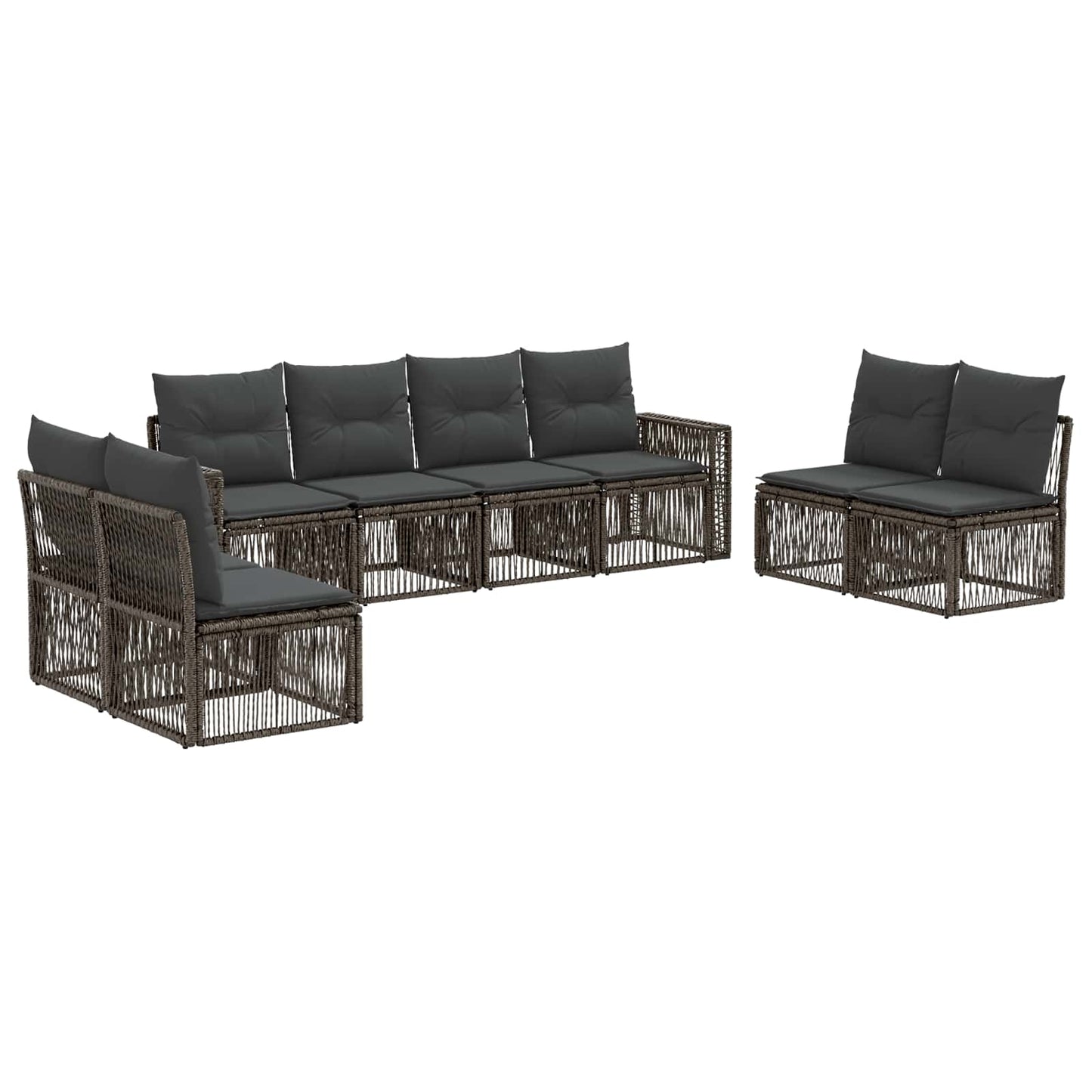 Gartensofa-set 8 pcs Grau und Dunkelgrau Poly-Rattan