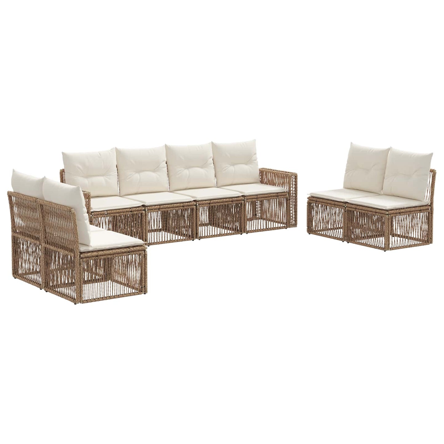 Gartensofa-set 8 pcs Beige und Cremeweiß Poly-Rattan