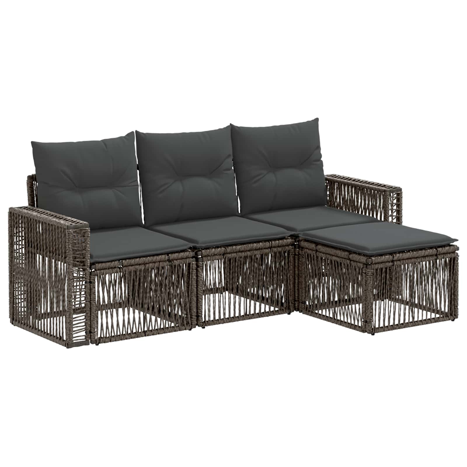 Gartensofa-set 4 stk. Grau und Dunkelgrau Poly-Rattan