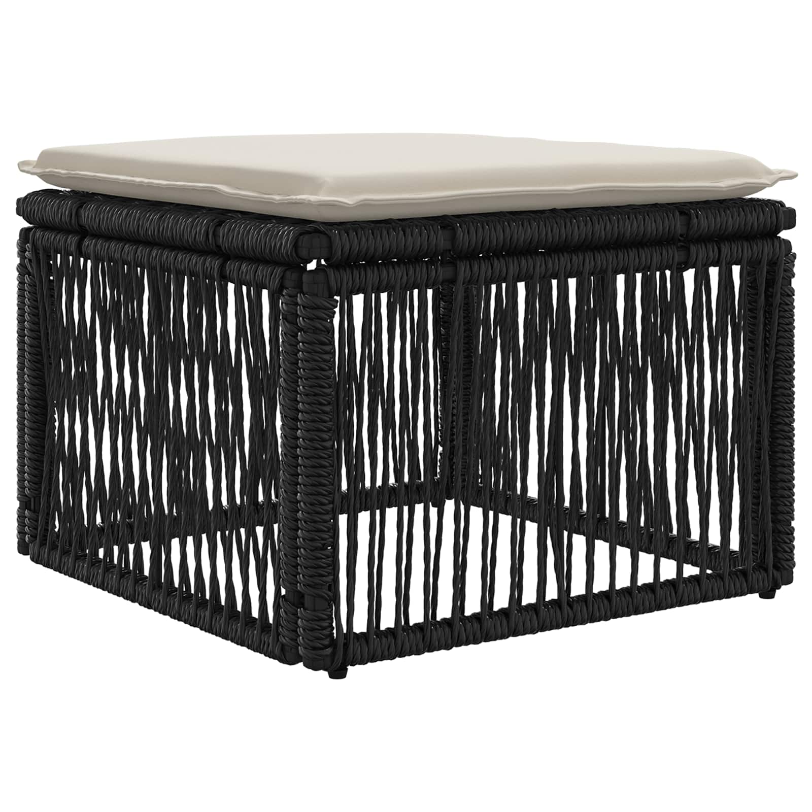 Gartensofa-set 5 stk. Schwarz und Cremeweiß Poly-Rattan