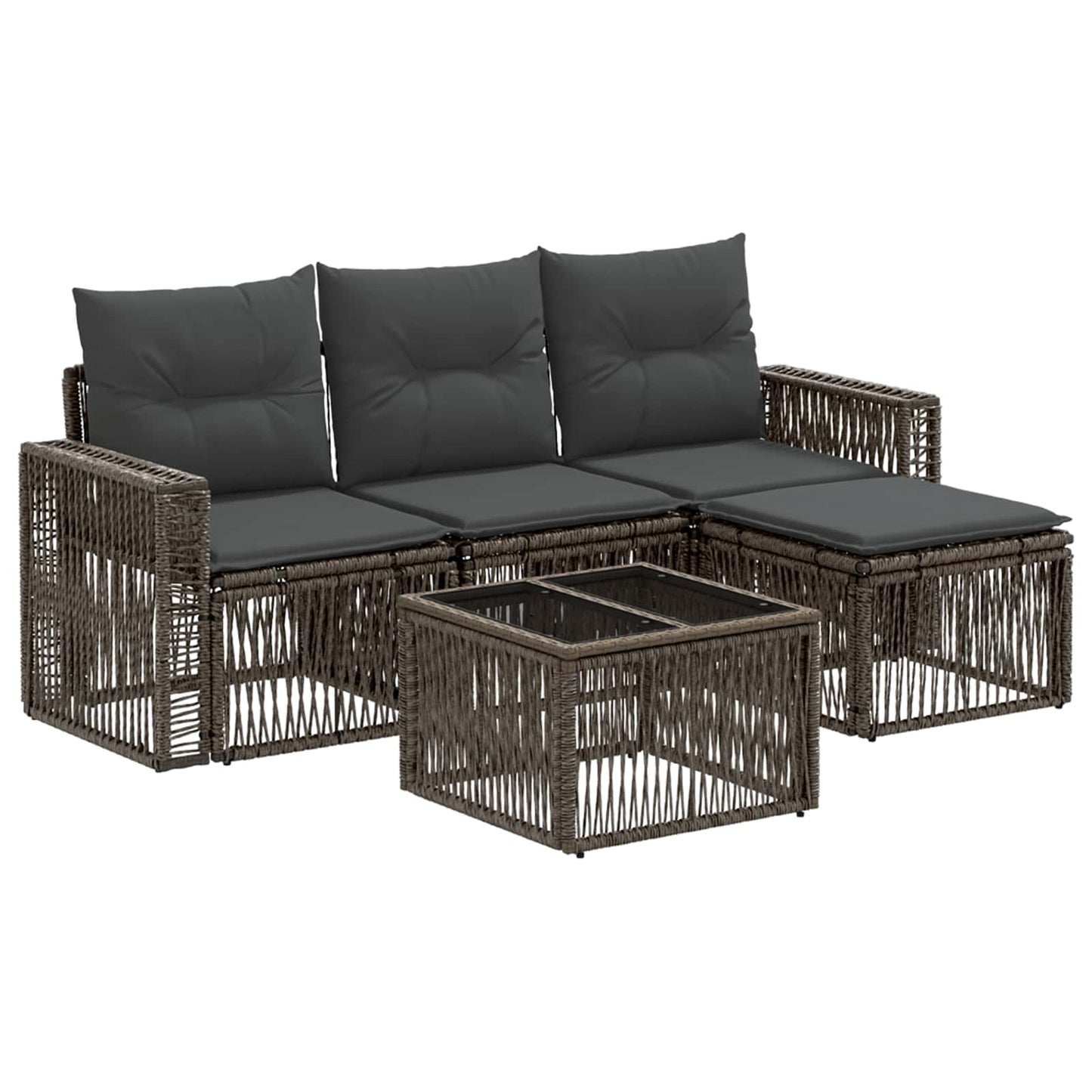 Gartensofa-set 5 stk. Grau und Dunkelgrau Poly-Rattan