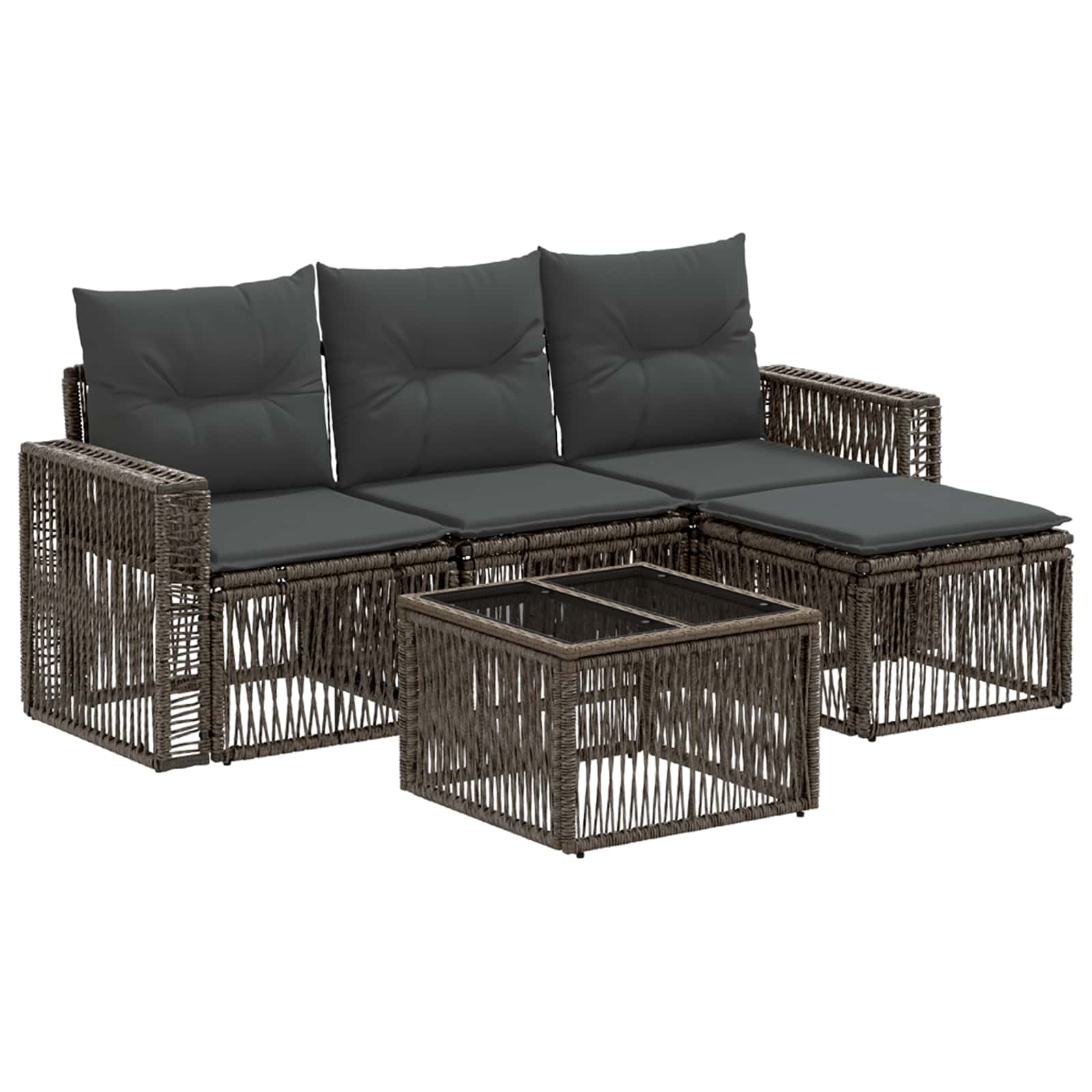 Gartensofa-set 5 stk. Grau und Dunkelgrau Poly-Rattan