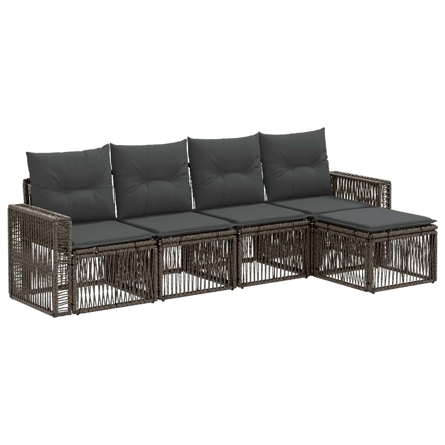 Gartensofa-set 5 stk. Grau und Dunkelgrau Poly-Rattan