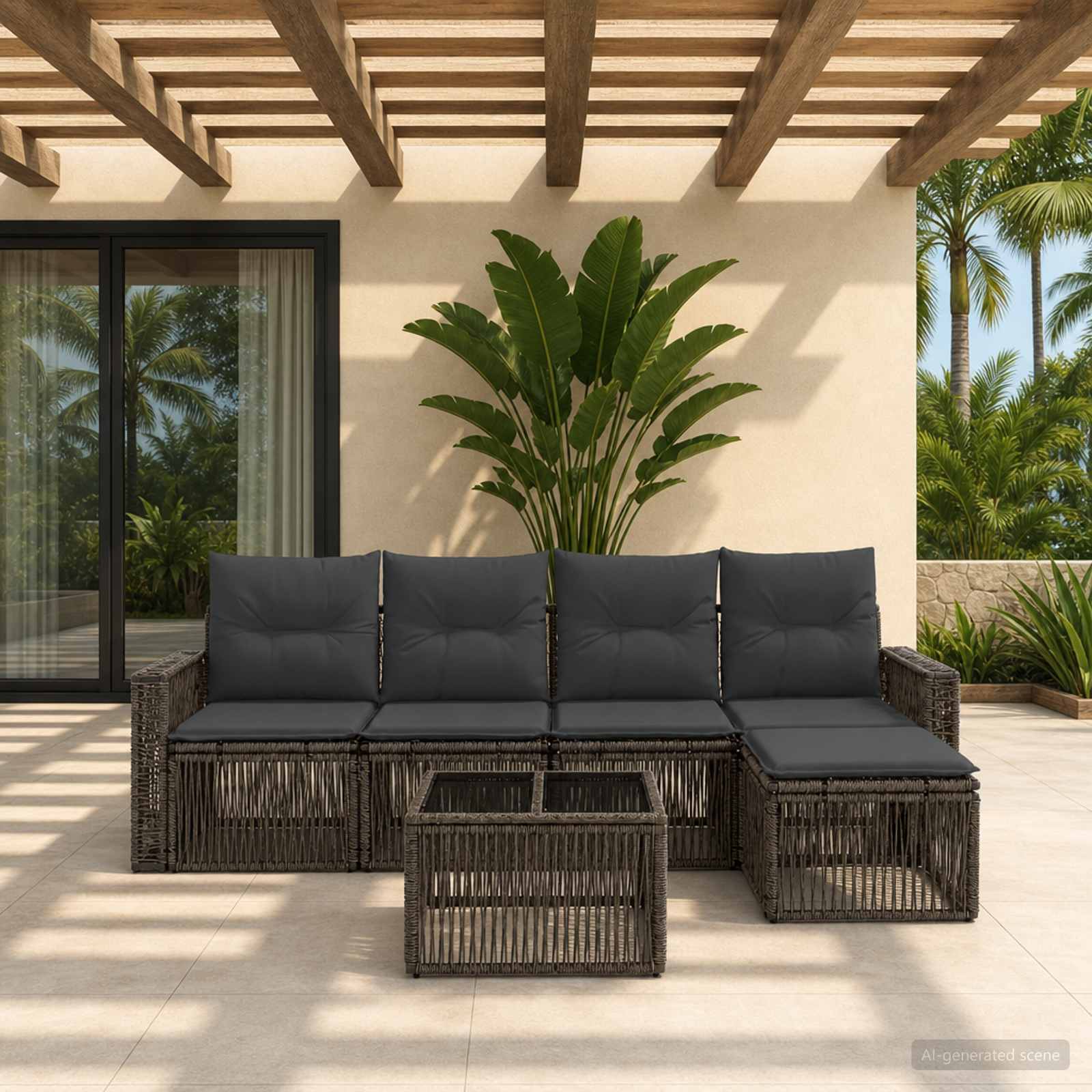 Gartensofa-set 6 stk. Grau und Dunkelgrau Poly-Rattan