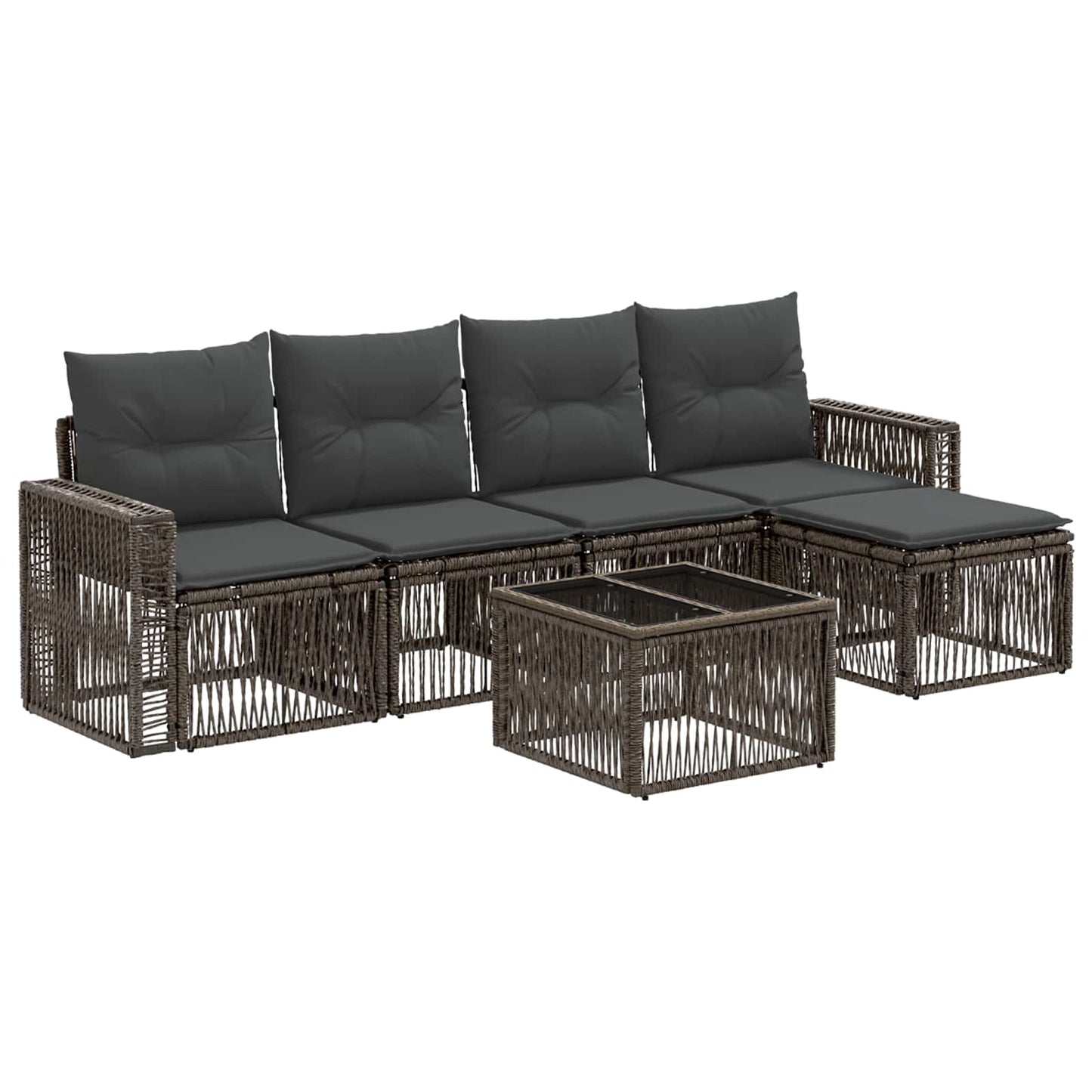 Gartensofa-set 6 stk. Grau und Dunkelgrau Poly-Rattan