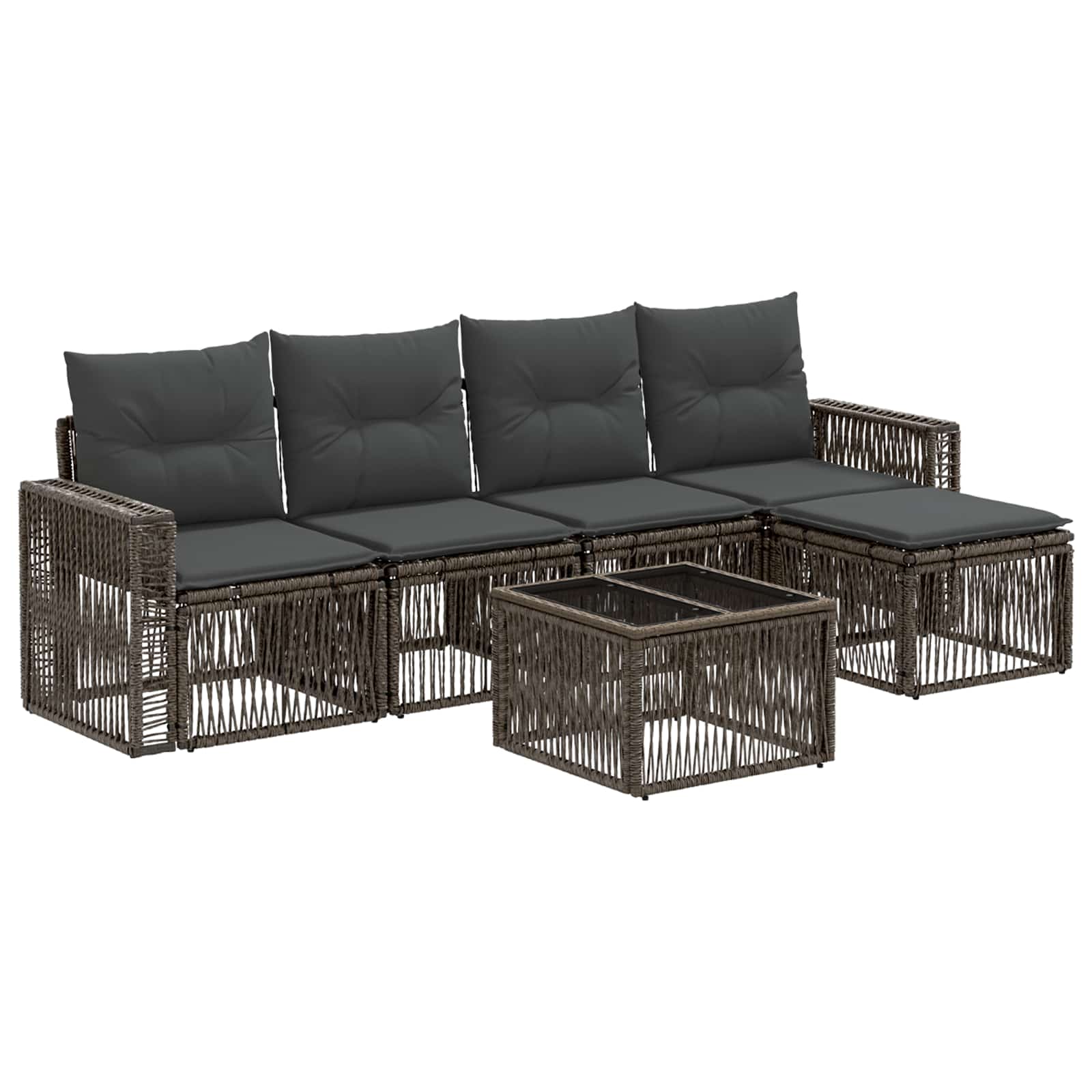 Gartensofa-set 6 stk. Grau und Dunkelgrau Poly-Rattan
