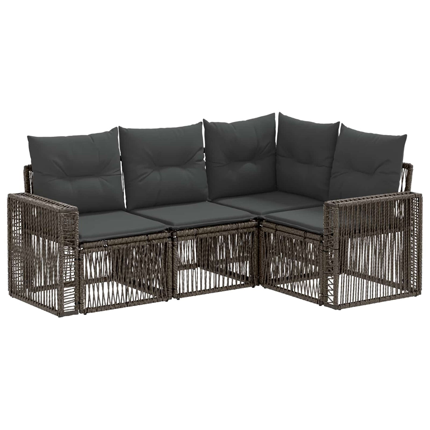 Gartensofa-set 4 pcs Grau und Dunkelgrau Poly-Rattan