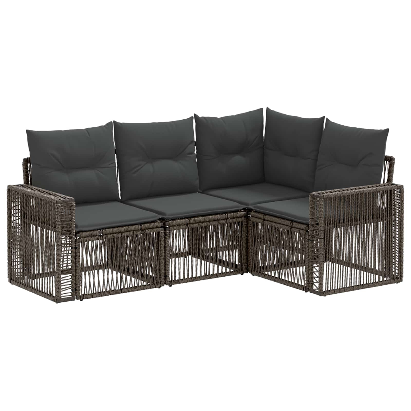 Gartensofa-set 4 pcs Grau und Dunkelgrau Poly-Rattan