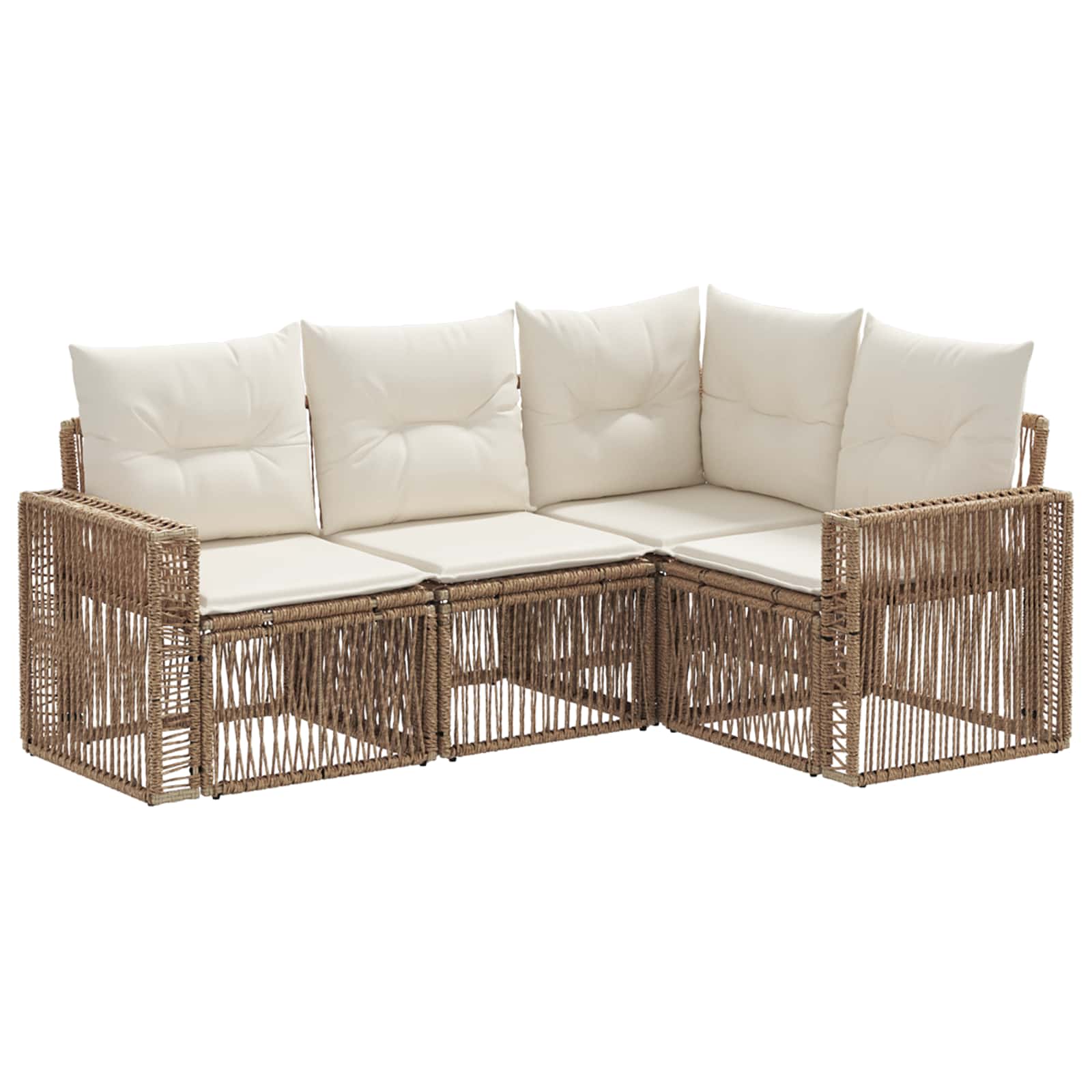 Gartensofa-set 4 stk. Beige und Cremeweiß Poly-Rattan