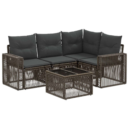 Gartensofa-set 5 stk. 4-Sitzer Grau und Dunkelgrau Poly-Rattan