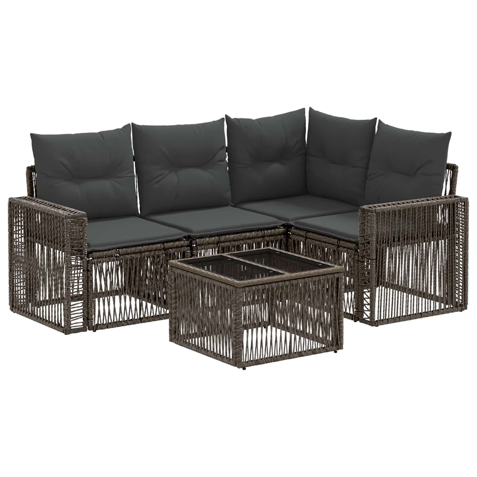 Gartensofa-set 5 stk. Grau und Dunkelgrau Poly-Rattan