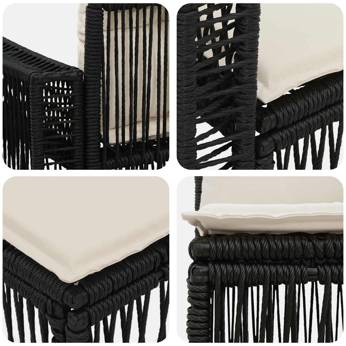 Gartensofa-set 5 stk. Schwarz und Cremeweiß Poly-Rattan