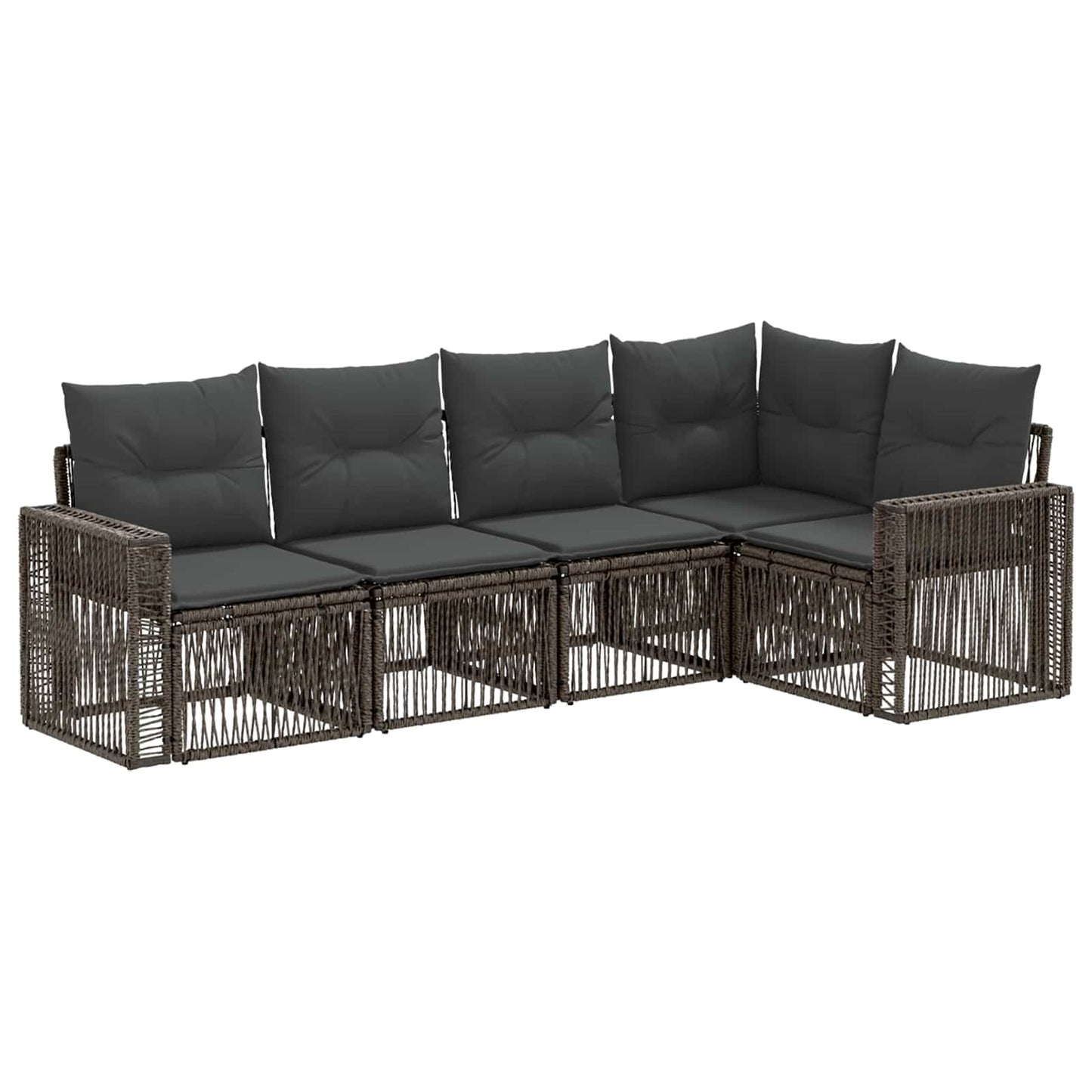 Gartensofa-set 5 stk. Grau und Dunkelgrau Poly-Rattan