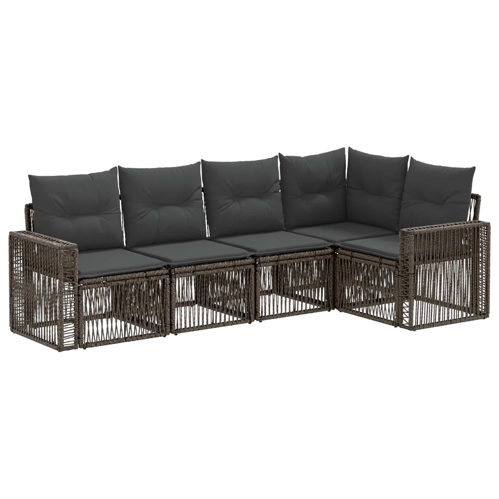 Gartensofa-set 5 stk. Grau und Dunkelgrau Poly-Rattan