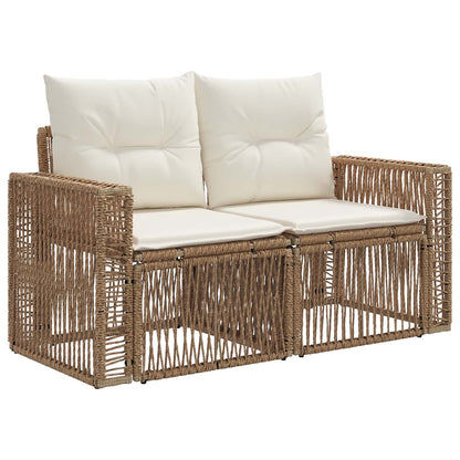 Gartensofa-set 5 stk. Beige und Cremeweiß Poly-Rattan
