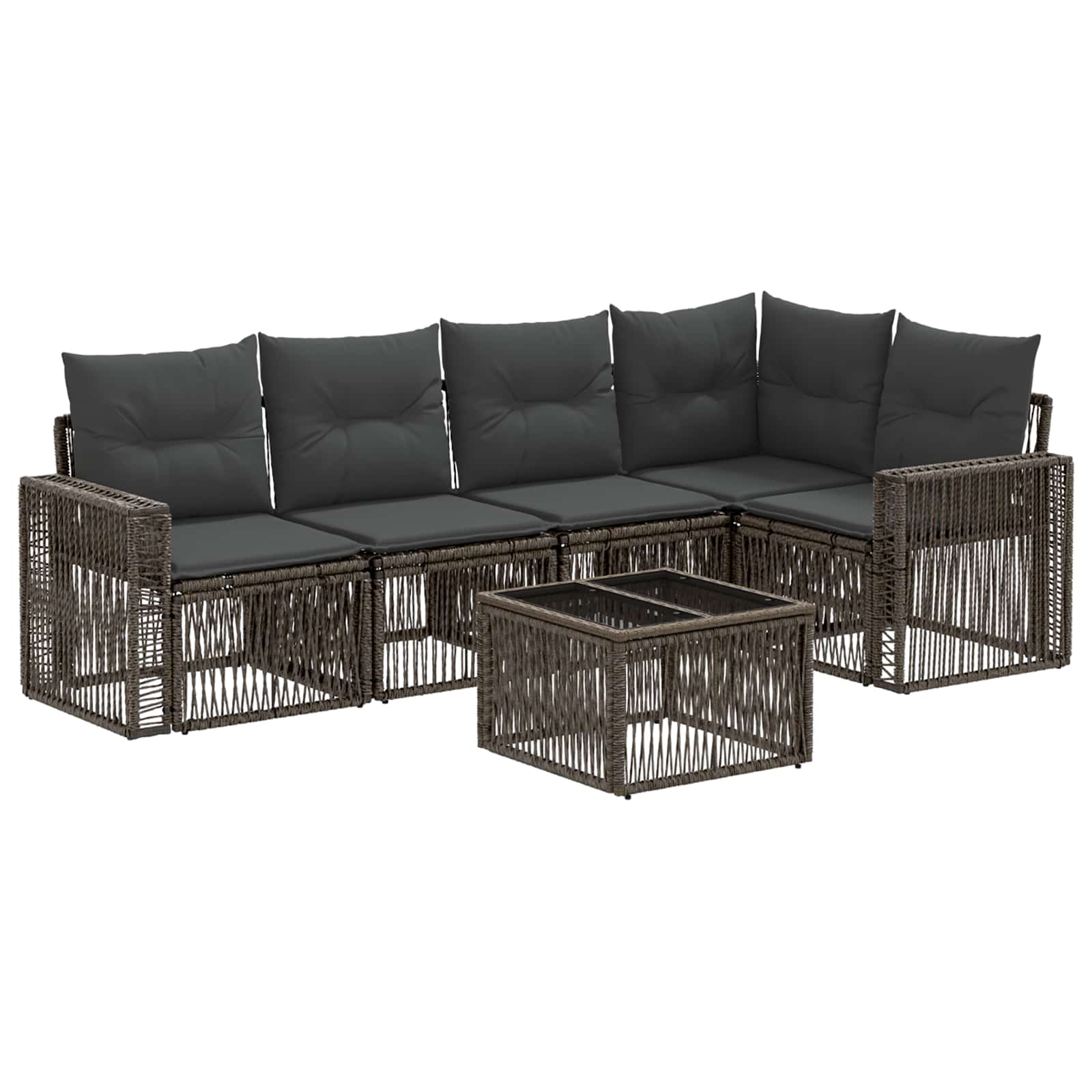 Gartensofa-set 6 stk. Grau und Dunkelgrau Poly-Rattan