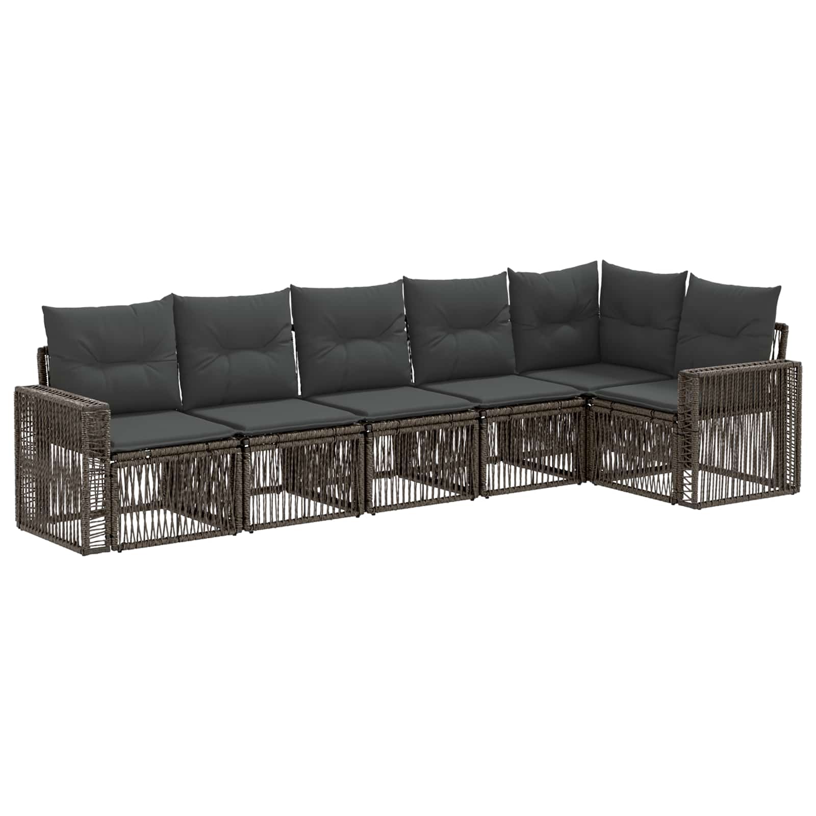 Gartensofa-set 6 pcs Grau und Dunkelgrau Poly-Rattan