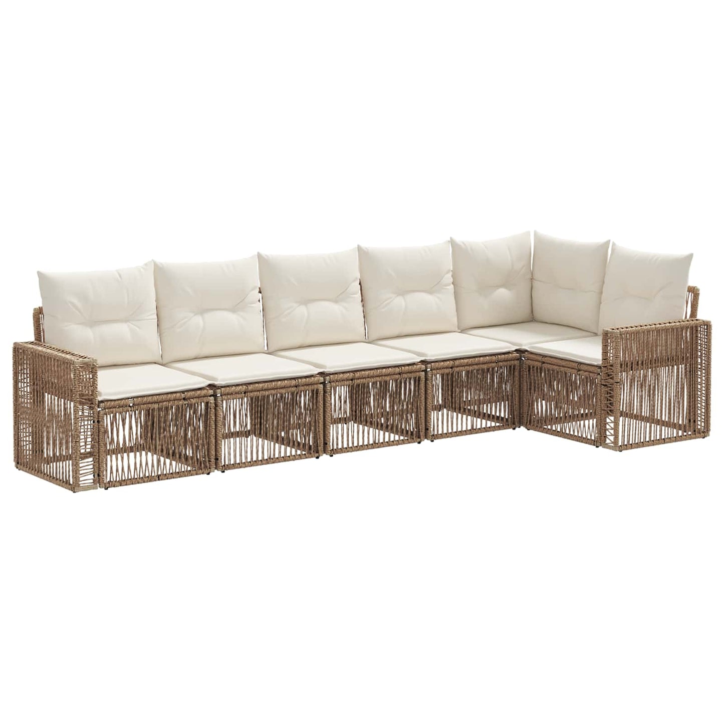 Gartensofa-set 6 pcs Beige und Cremeweiß Poly-Rattan